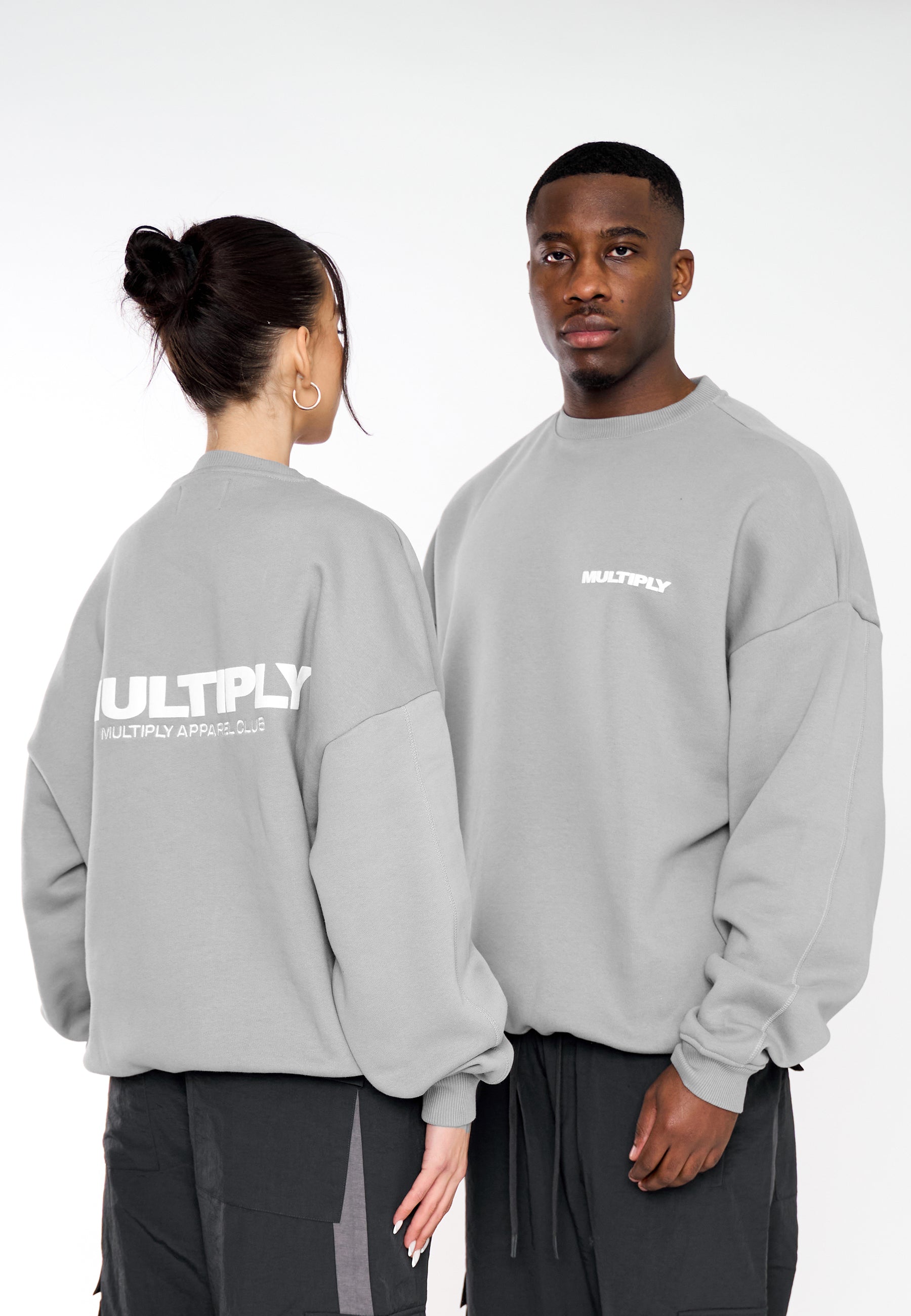 Multiply Apparel Oversize Sweatshirt MULTIPLY 2 Ultimate Grey – Frontalansicht