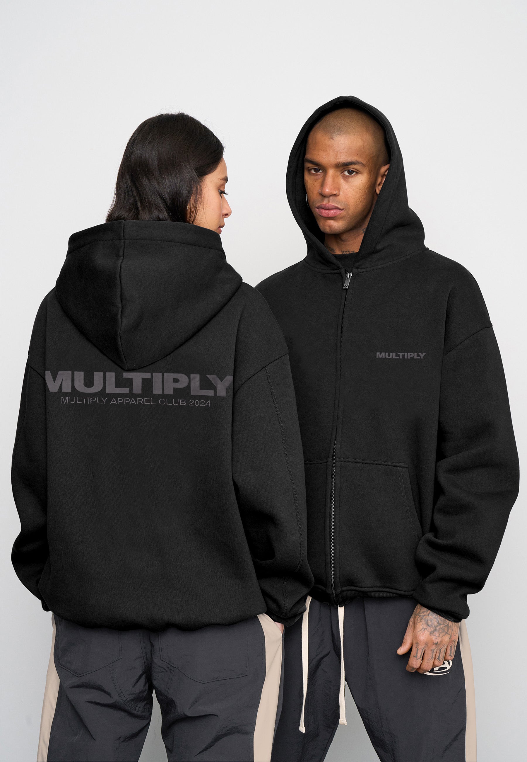 Oversize Zip Hoodie MULTIPLY 2 Black
