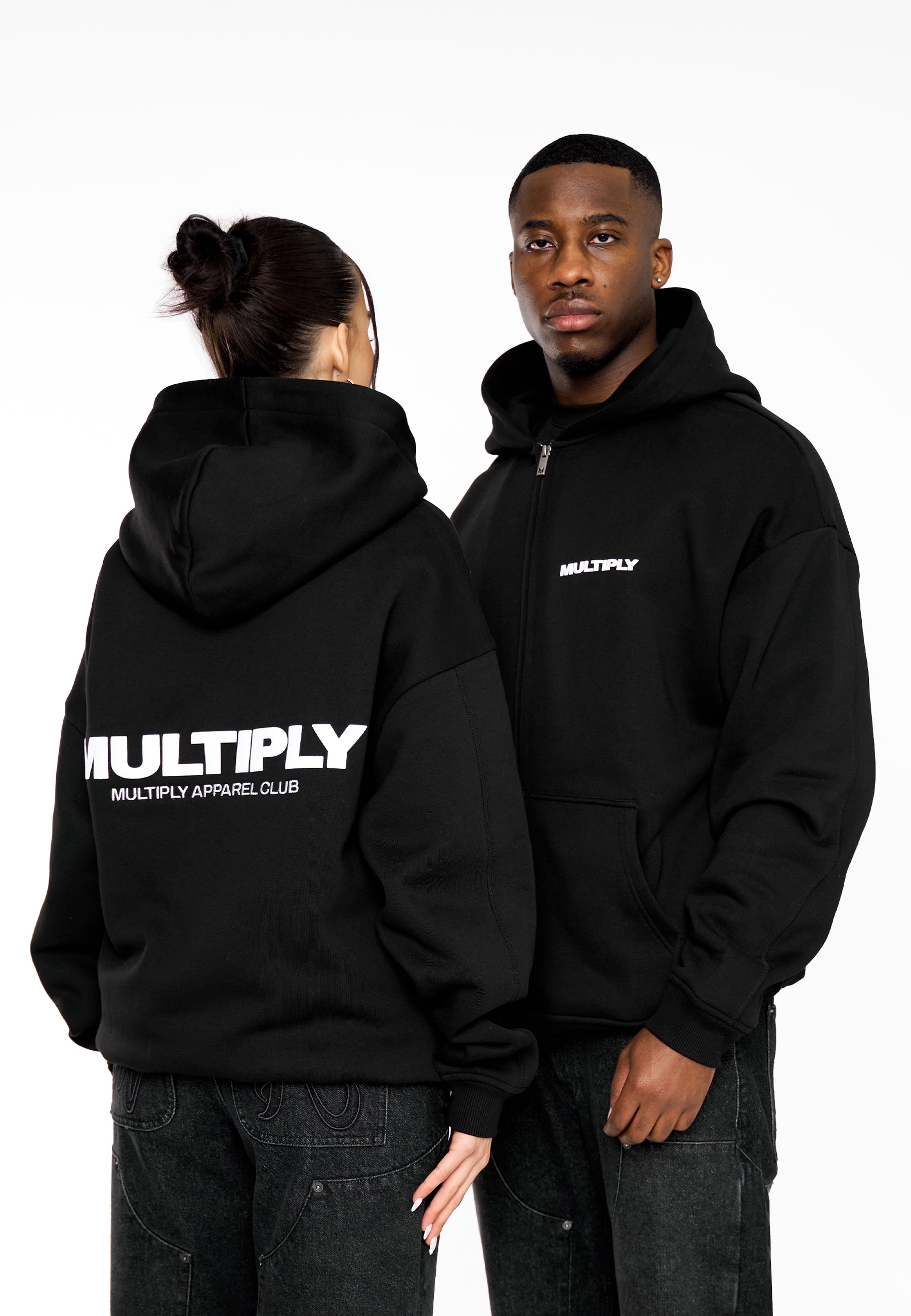 Multiply Apparel Oversize Zip Hoodie MULTIPLY Black – Frontalansicht