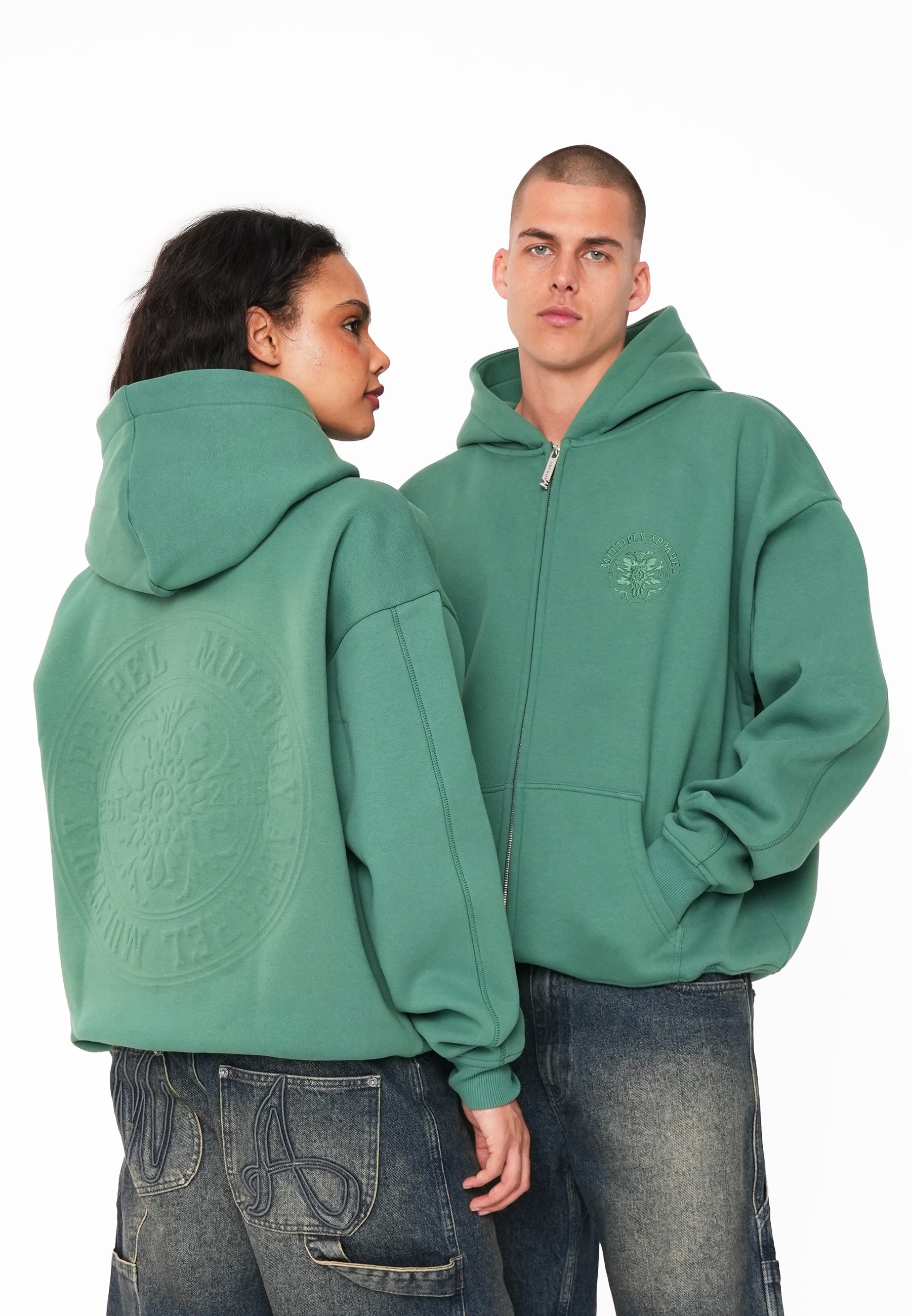 Oversize Zip Hoodie SEALED Smoke Pine