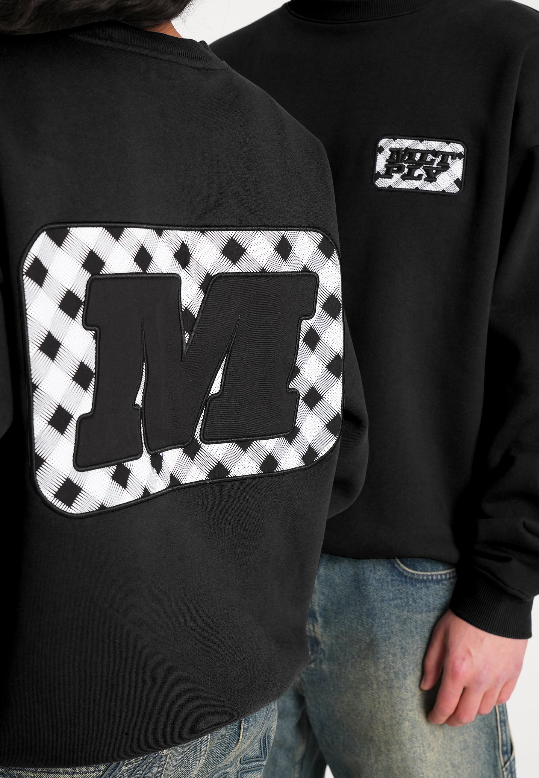 Oversize Sweatshirt CHECKERED Black