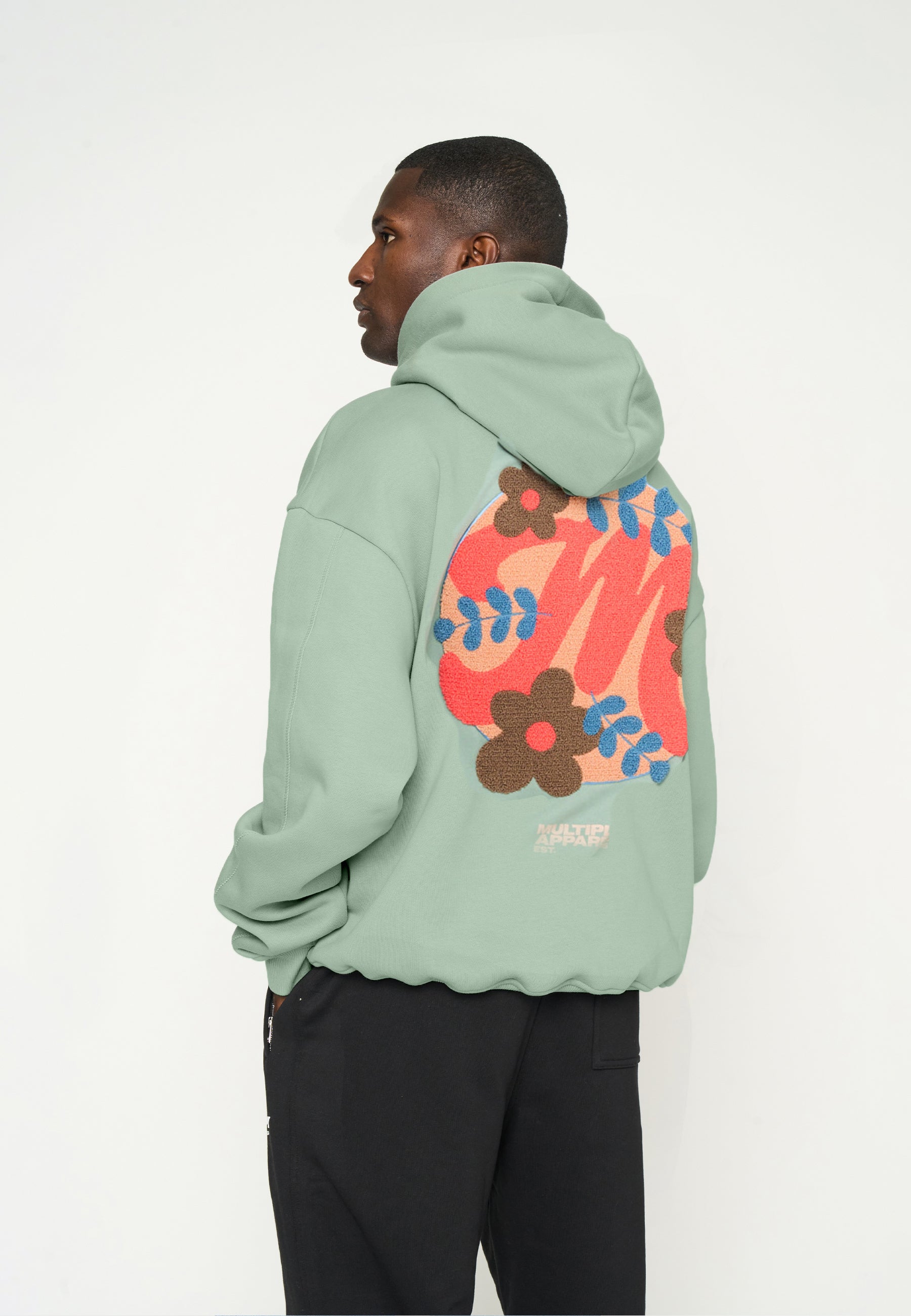 Multiply Apparel Oversize Hoodie M FLORAL Liiy Pad Soda Washed – weitere Ansicht 3