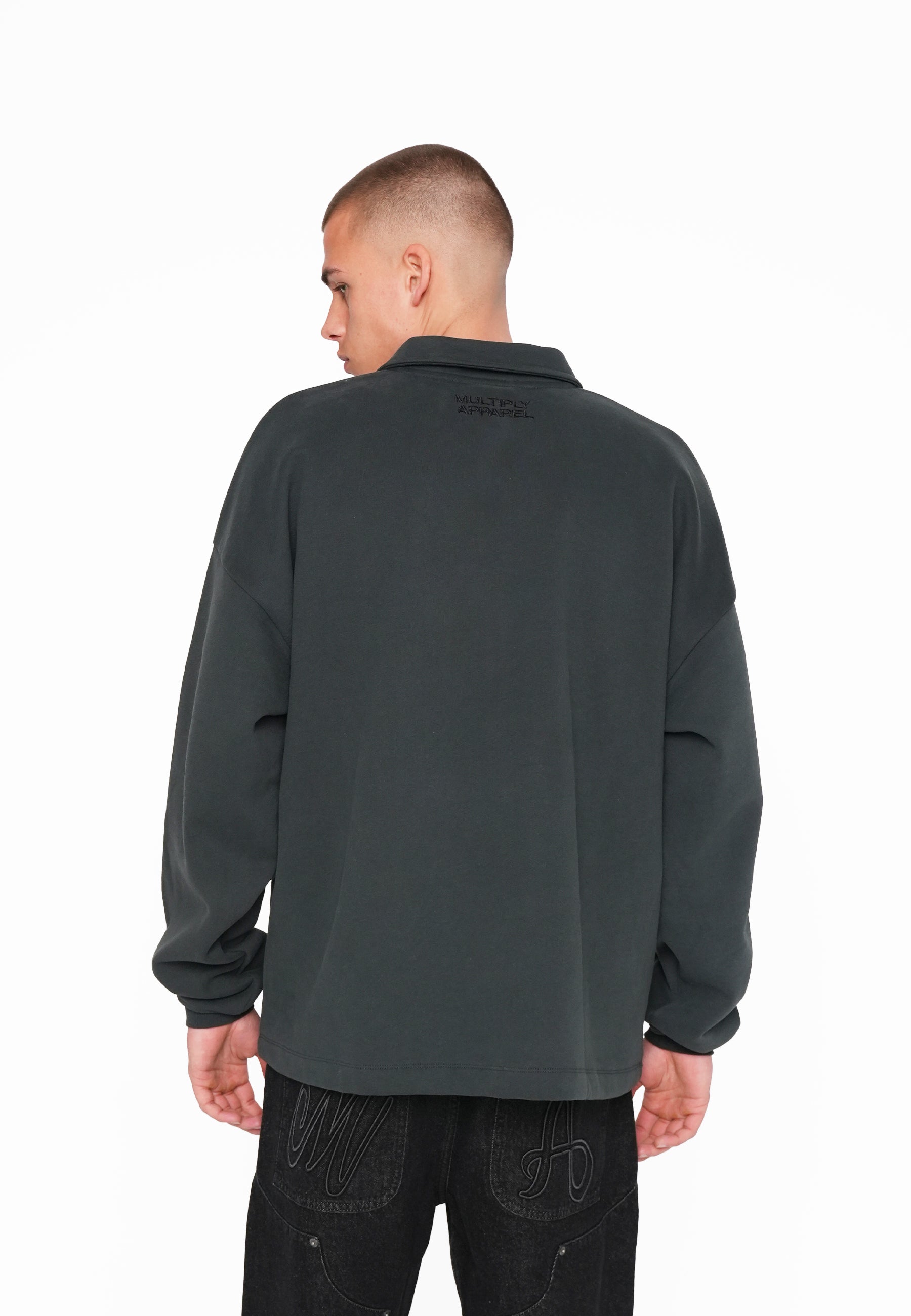 Multiply Apparel Oversize Longsleeve Polo CHUKKER Forest River – weitere Ansicht 5