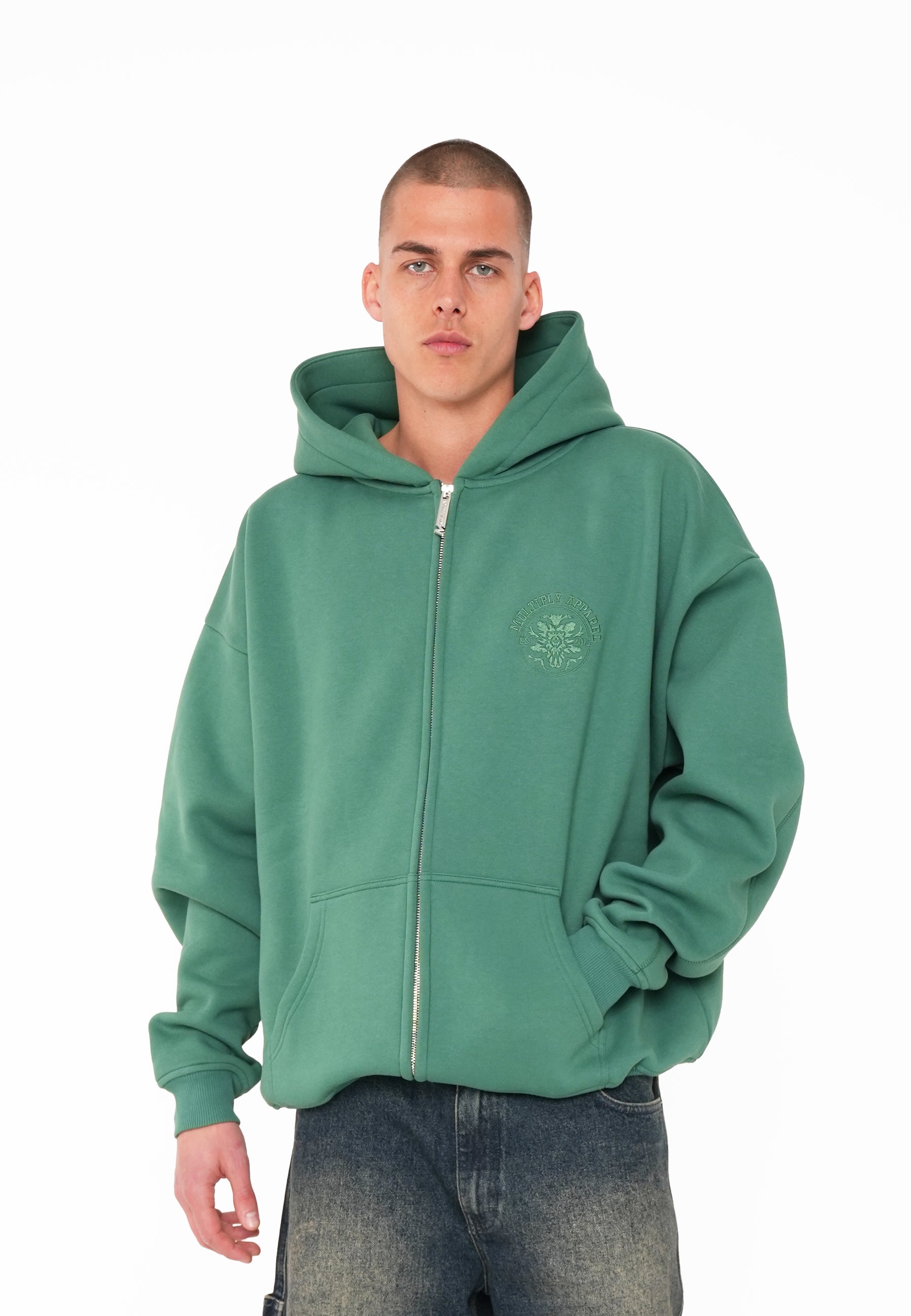 Oversize Zip Hoodie SEALED Smoke Pine