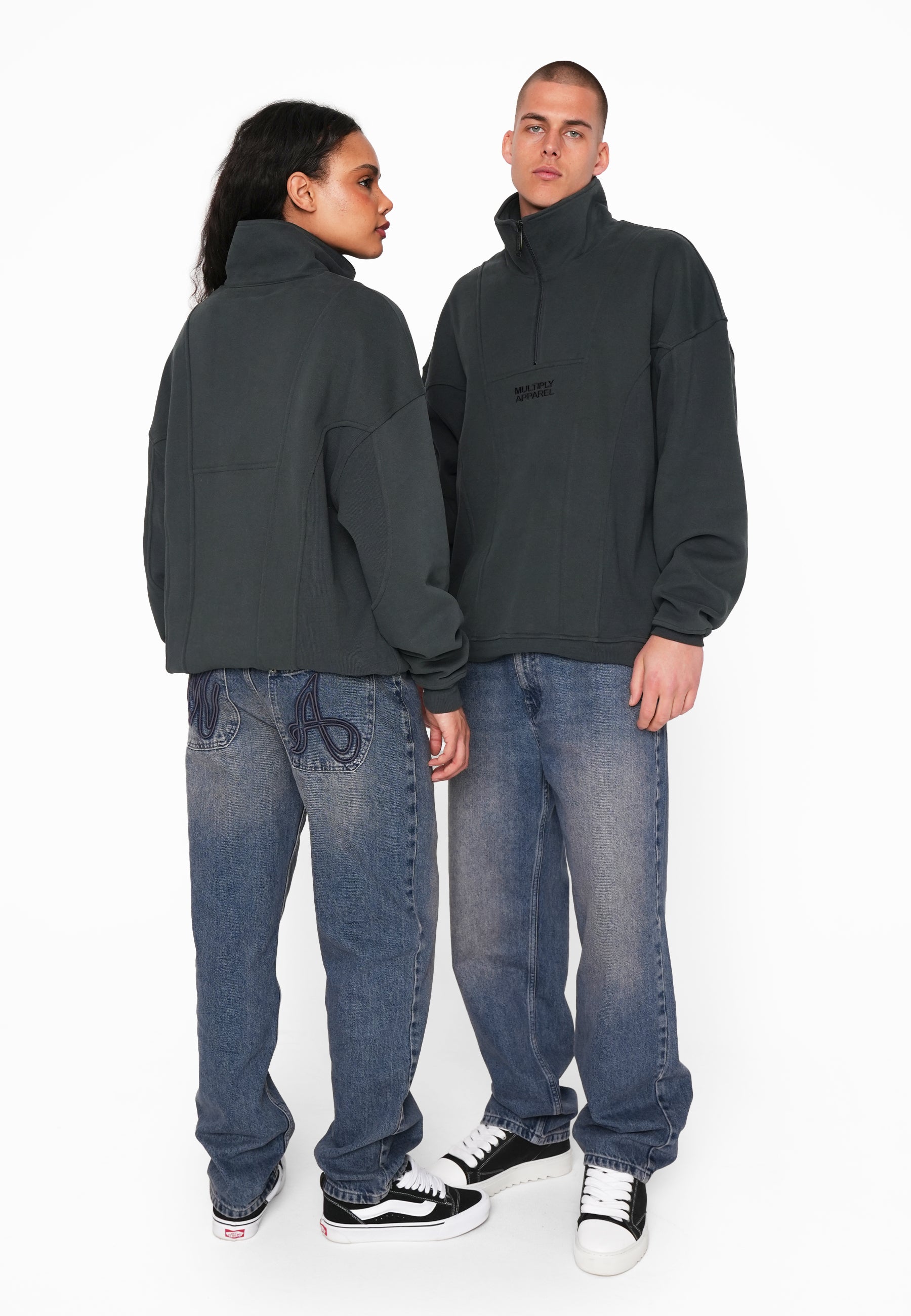 Oversize Half Zip Sweatshirt EXPLORER Forest River