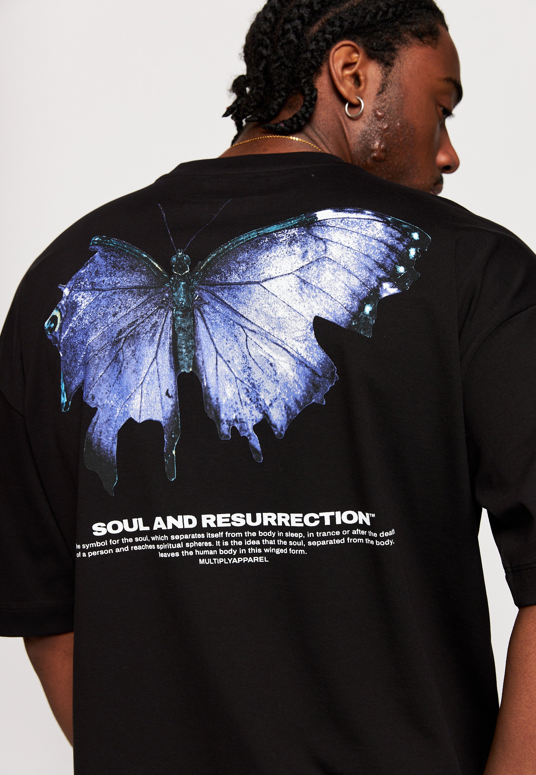 Multiply Apparel Oversize T-Shirt BUTTERFLY Black – weitere Ansicht 2