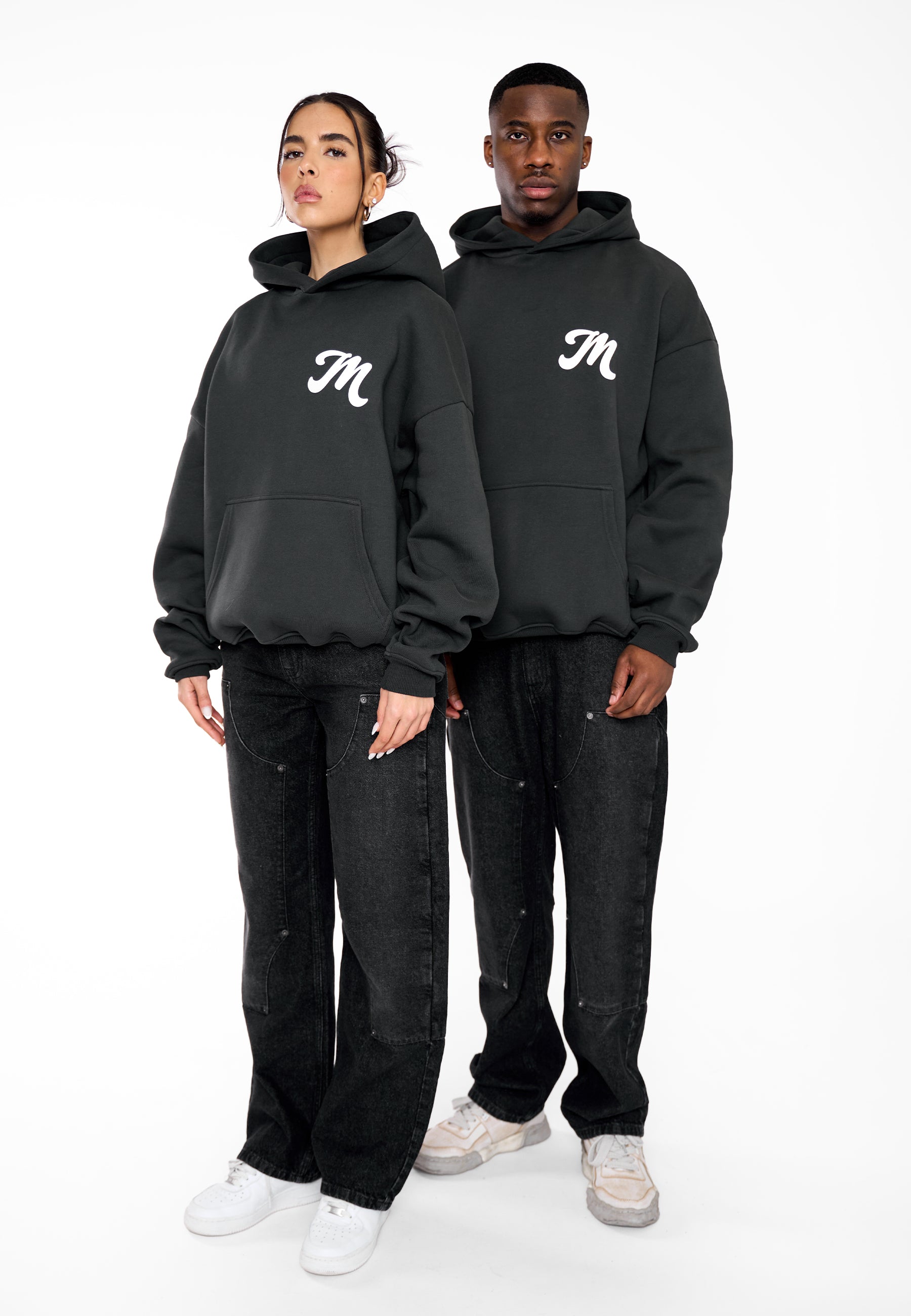 Multiply Apparel Oversize Hoodie M FLORAL 2 Black Soda Washed – weitere Ansicht 5