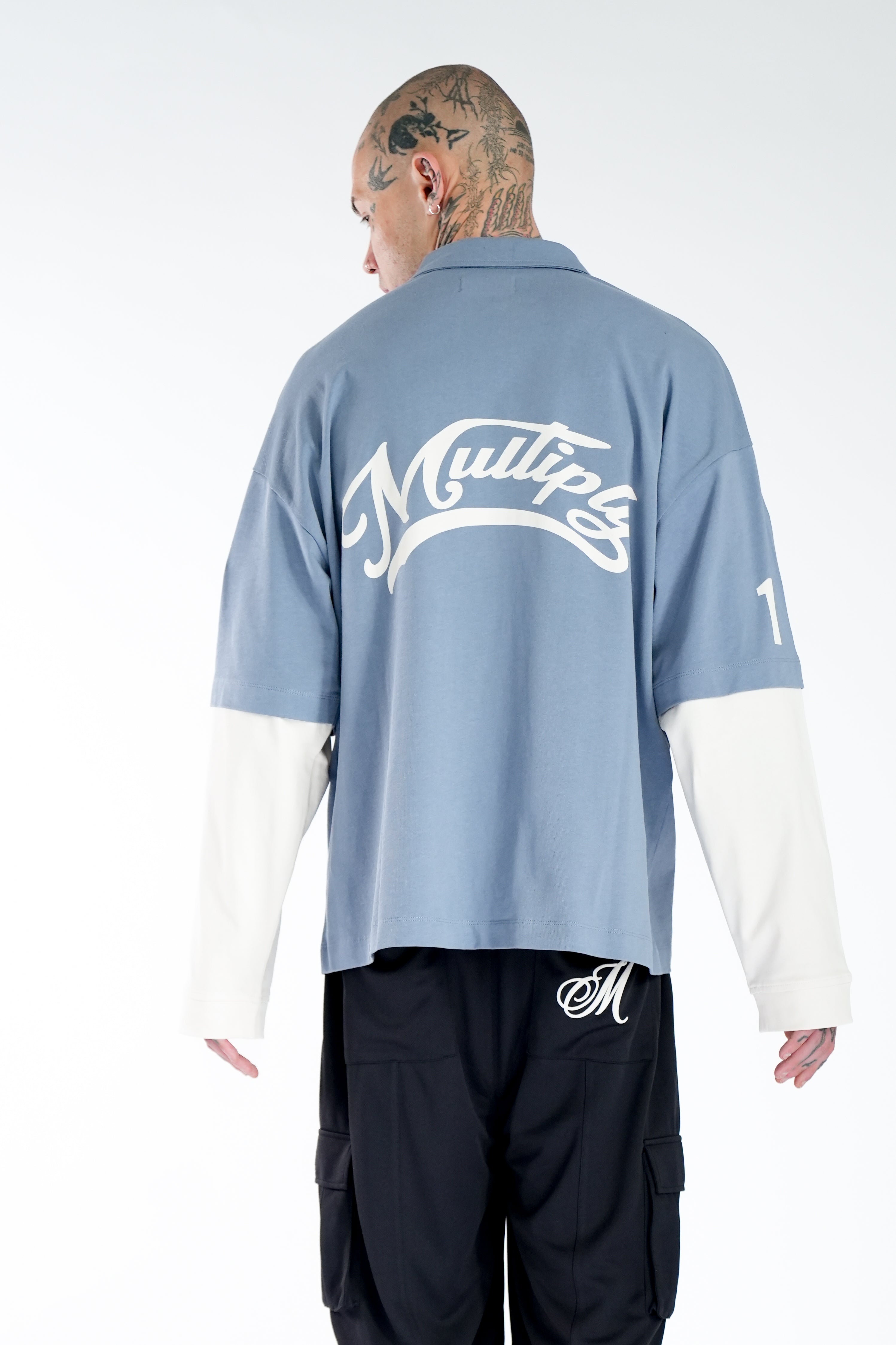 Oversize Double Polo MIRROR Flint Stone Washed