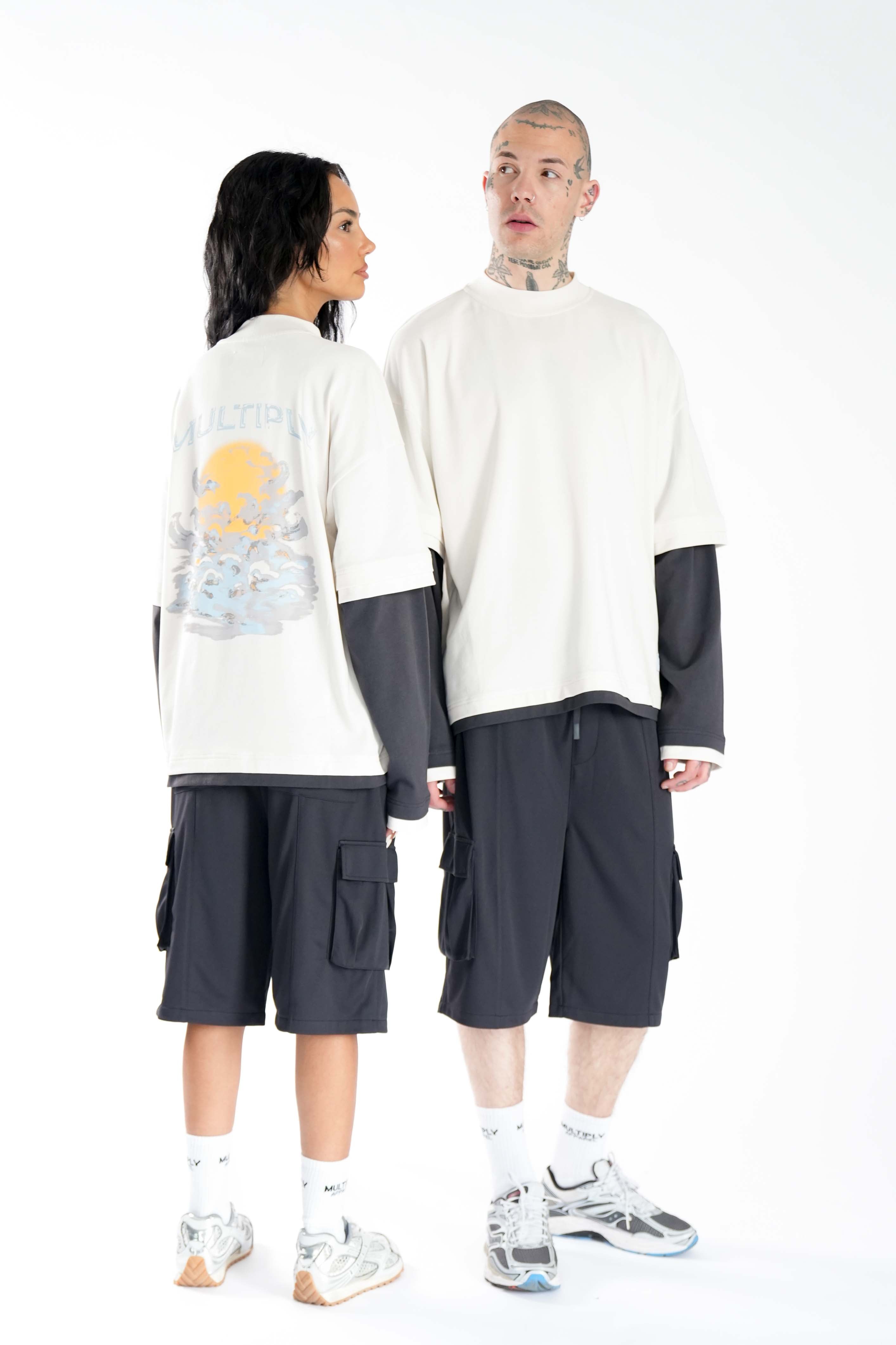 Oversize Double Longsleeve SUNSET Vasporous Gray