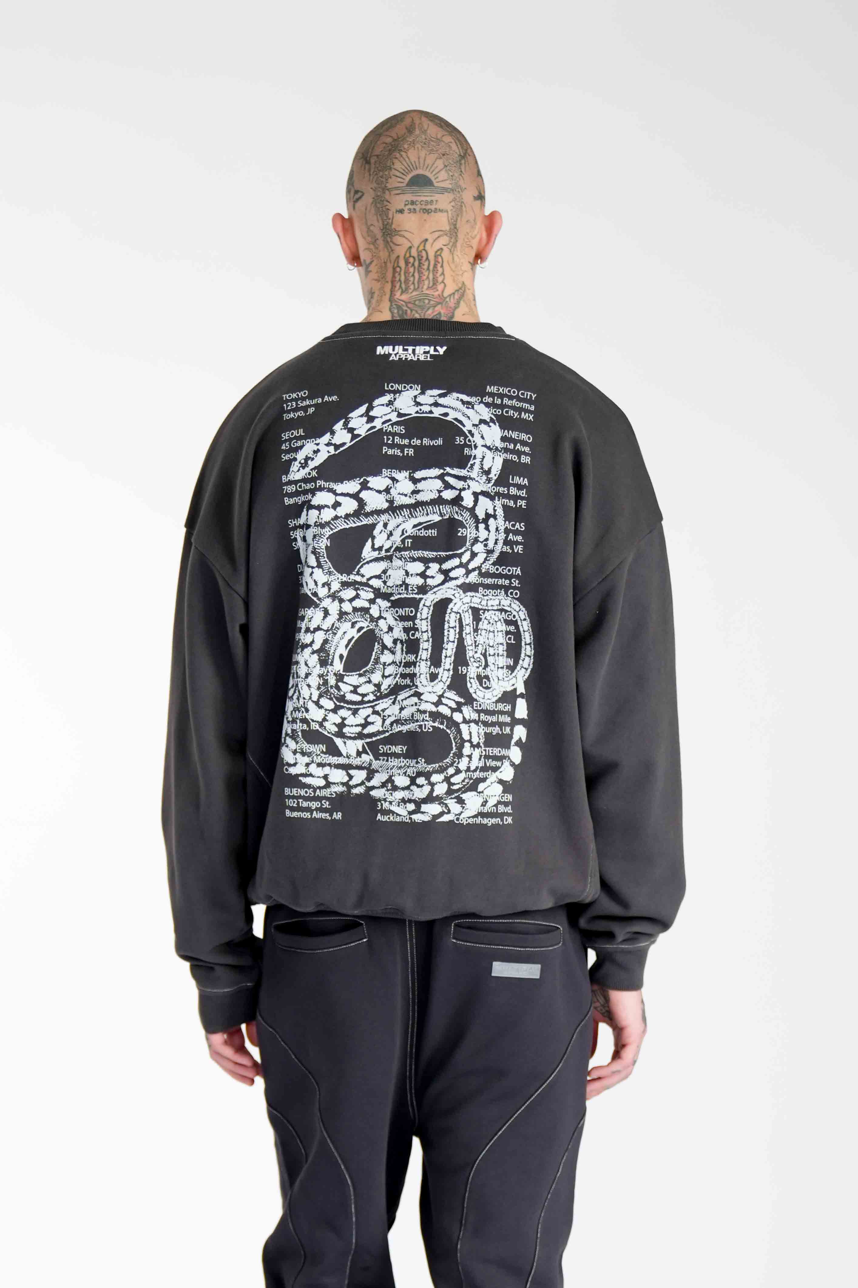 Oversize Sweatshirt SERPENT Black Soda Washed