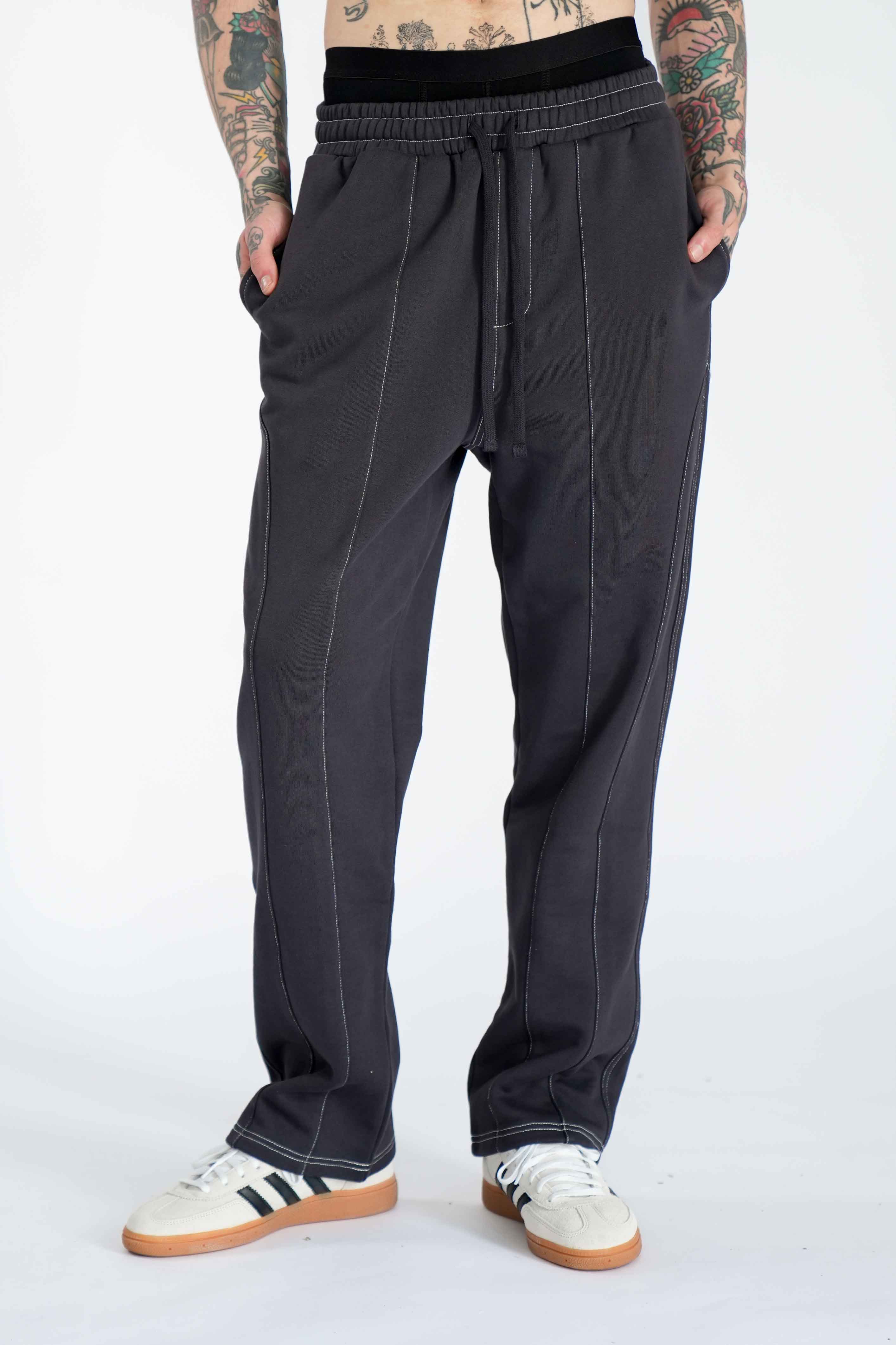 Multiply Apparel Striped Jogger RUNWAY Black Soda – Frontalansicht
