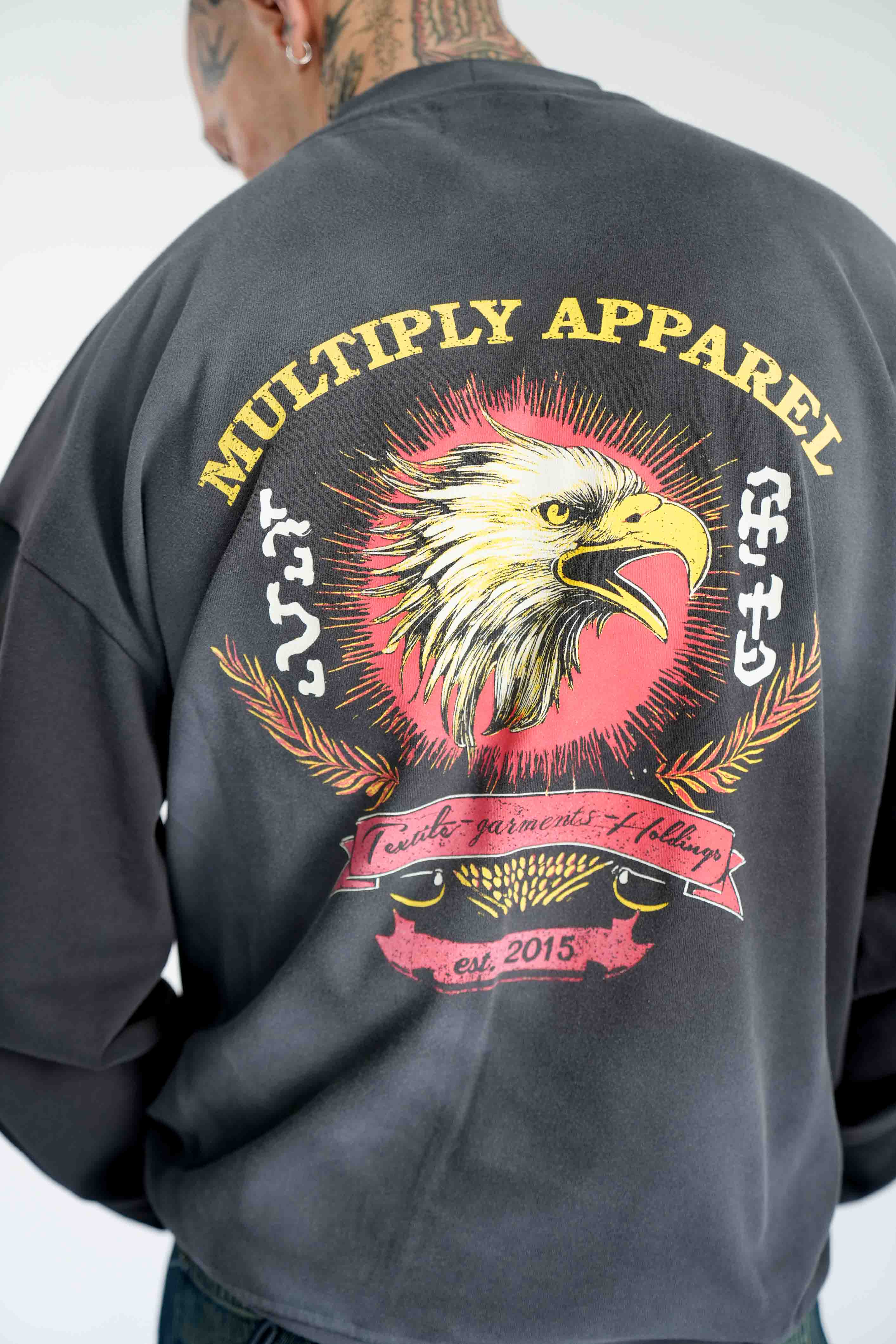 Multiply Apparel Oversize Longsleeve ROAD TRIP Black Soda Washed – weitere Ansicht 4