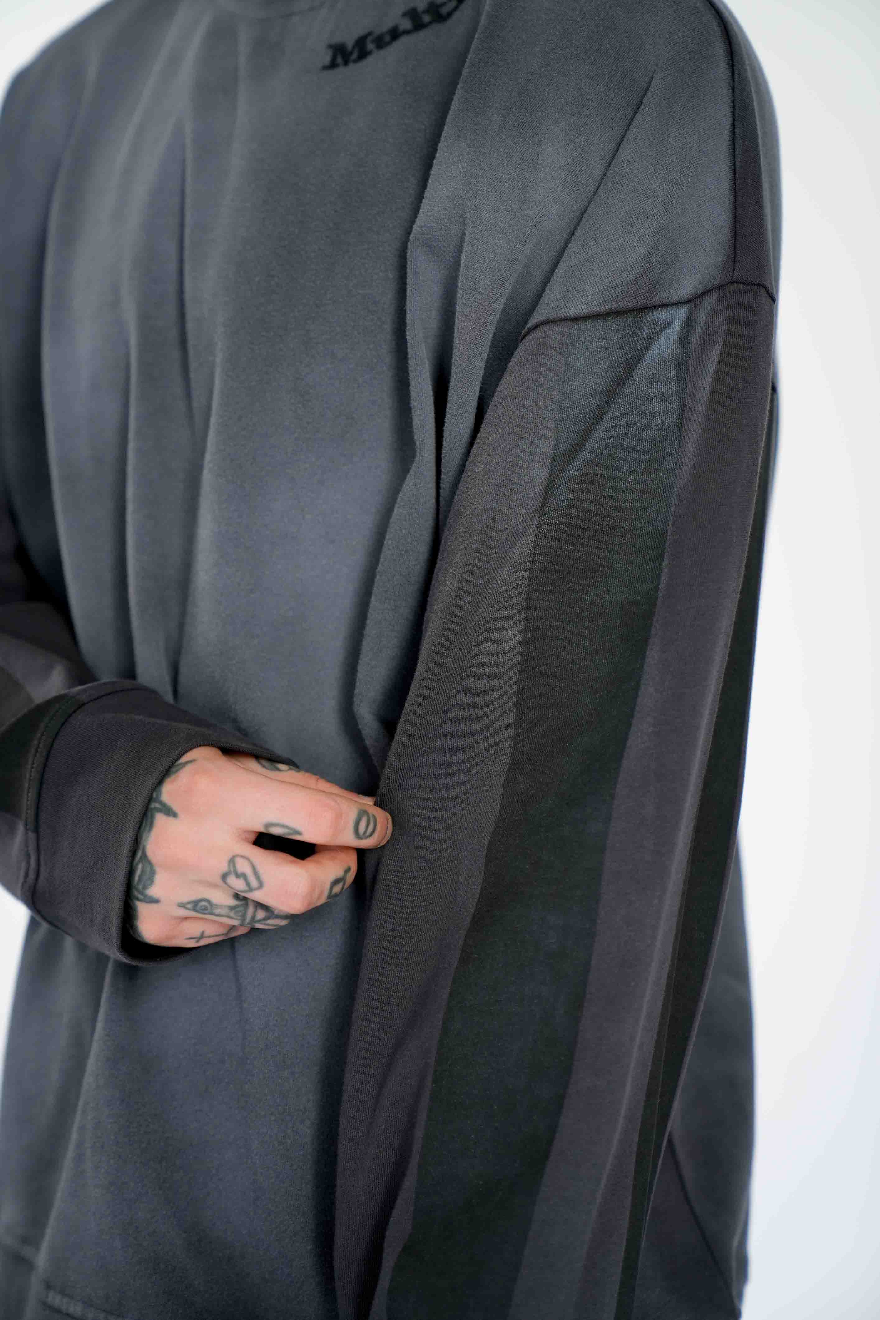 Oversize Longsleeve ROAD TRIP Black Soda Washed