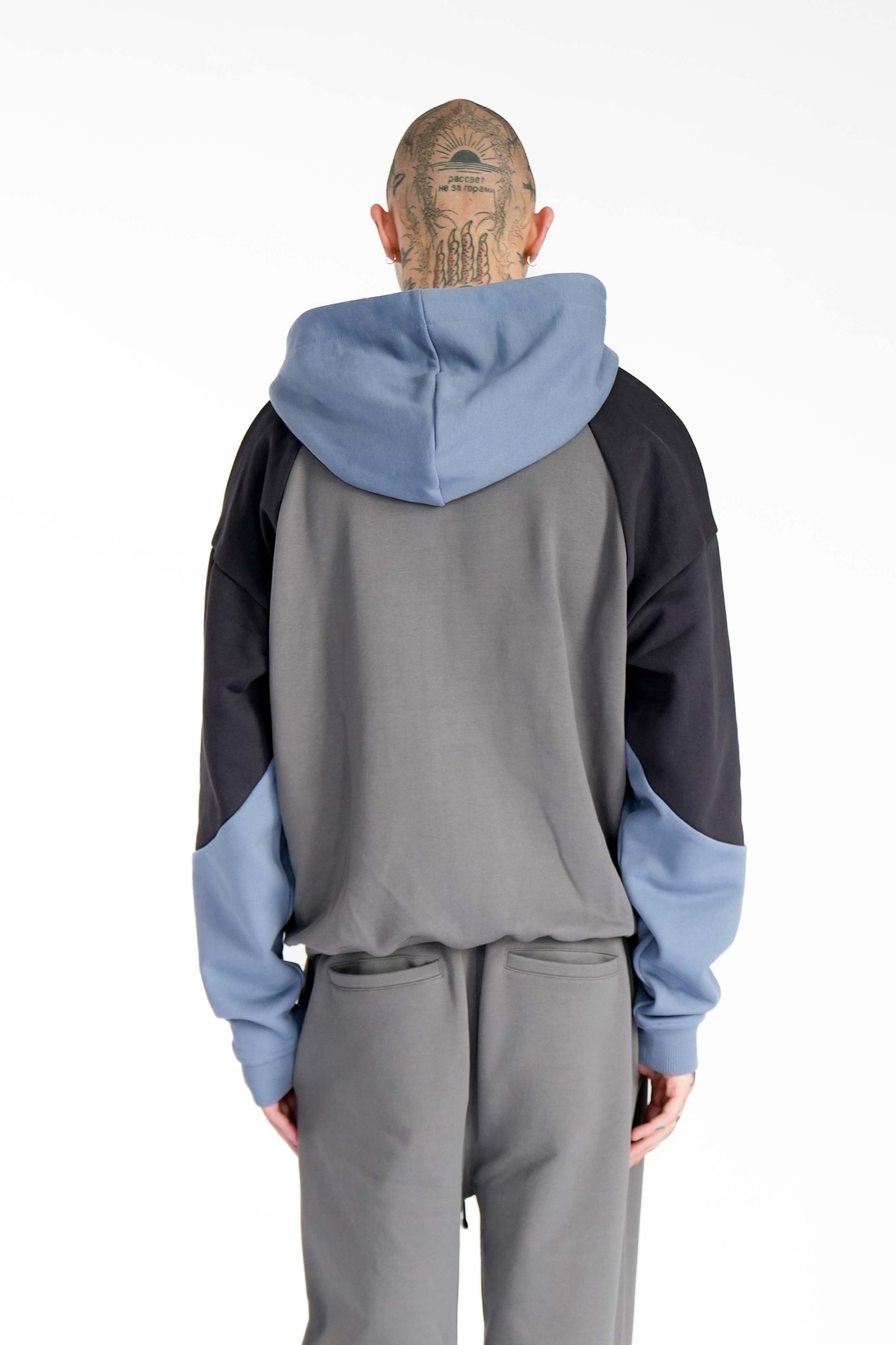 Oversize Divided Zip Hoodie REINFORCED Gargoyle