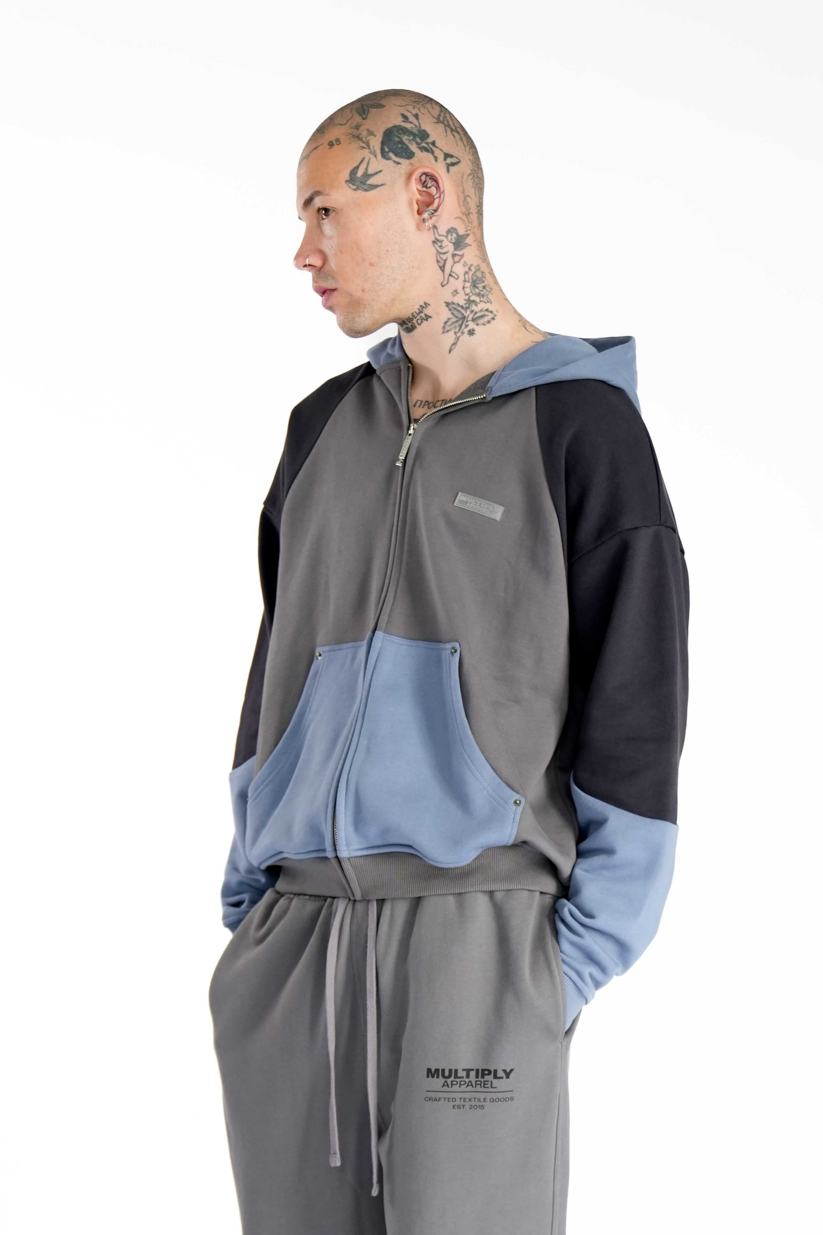 Oversize Divided Zip Hoodie REINFORCED Gargoyle