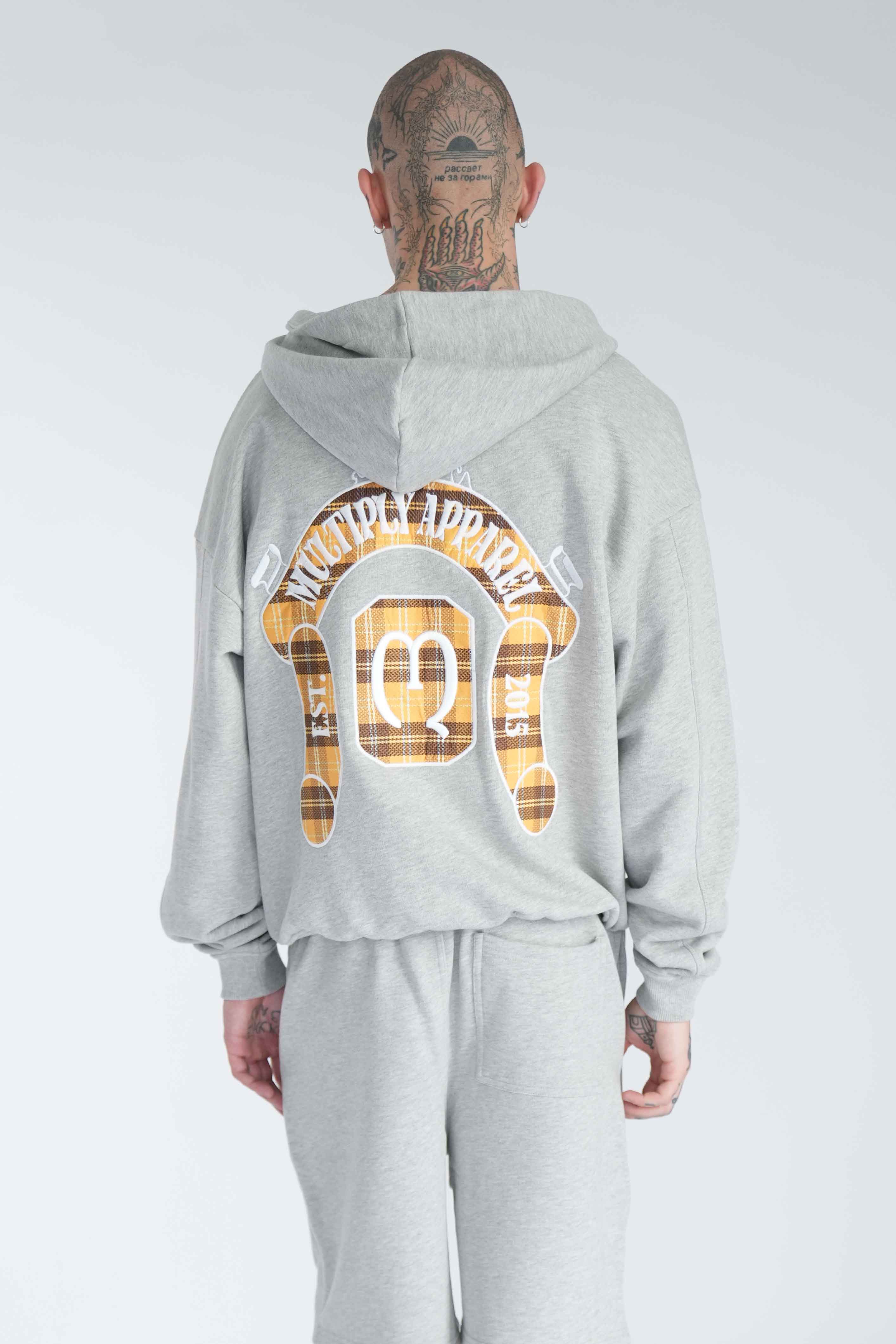 Oversize Zip Hoodie Coat of Arms Grey Melange