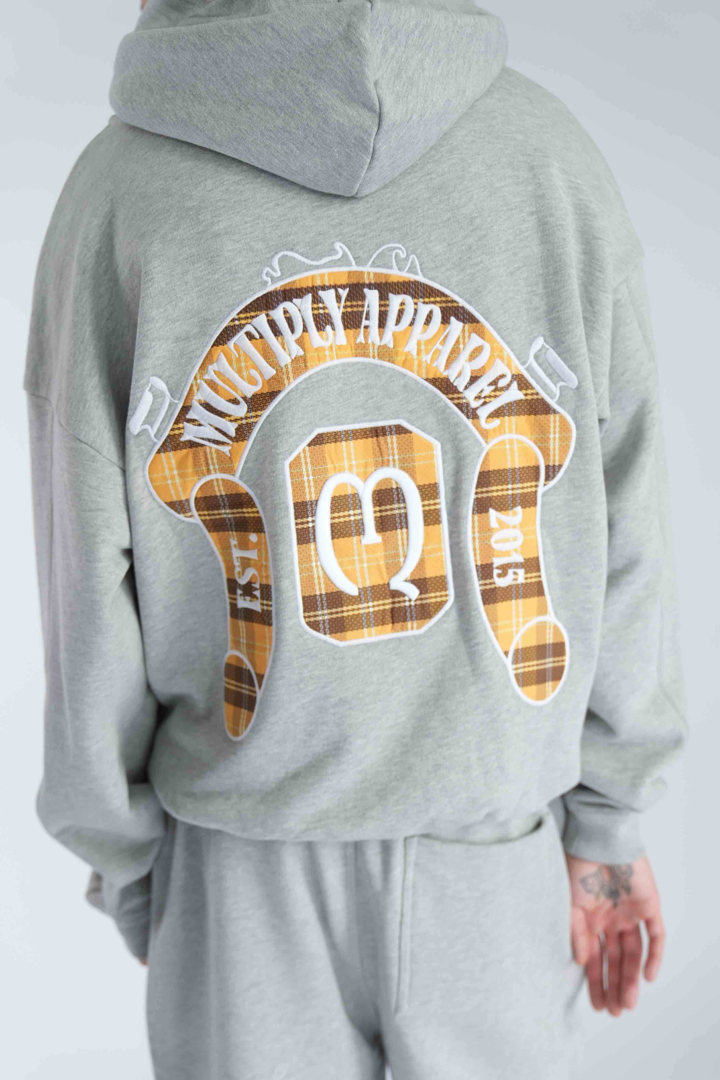 Oversize Zip Hoodie Coat of Arms Grey Melange