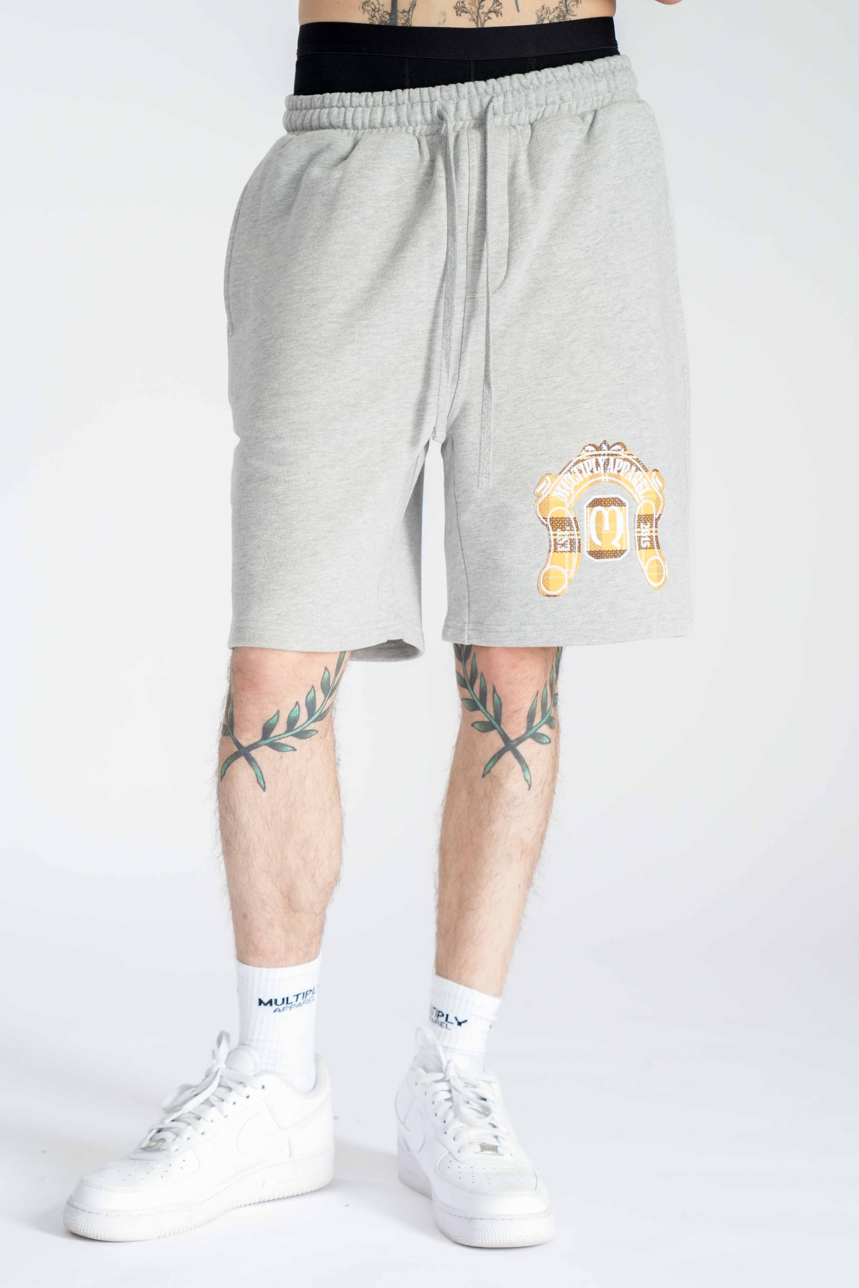 Multiply Apparel Shorts COAT OF ARMS Grey Melange – Frontalansicht
