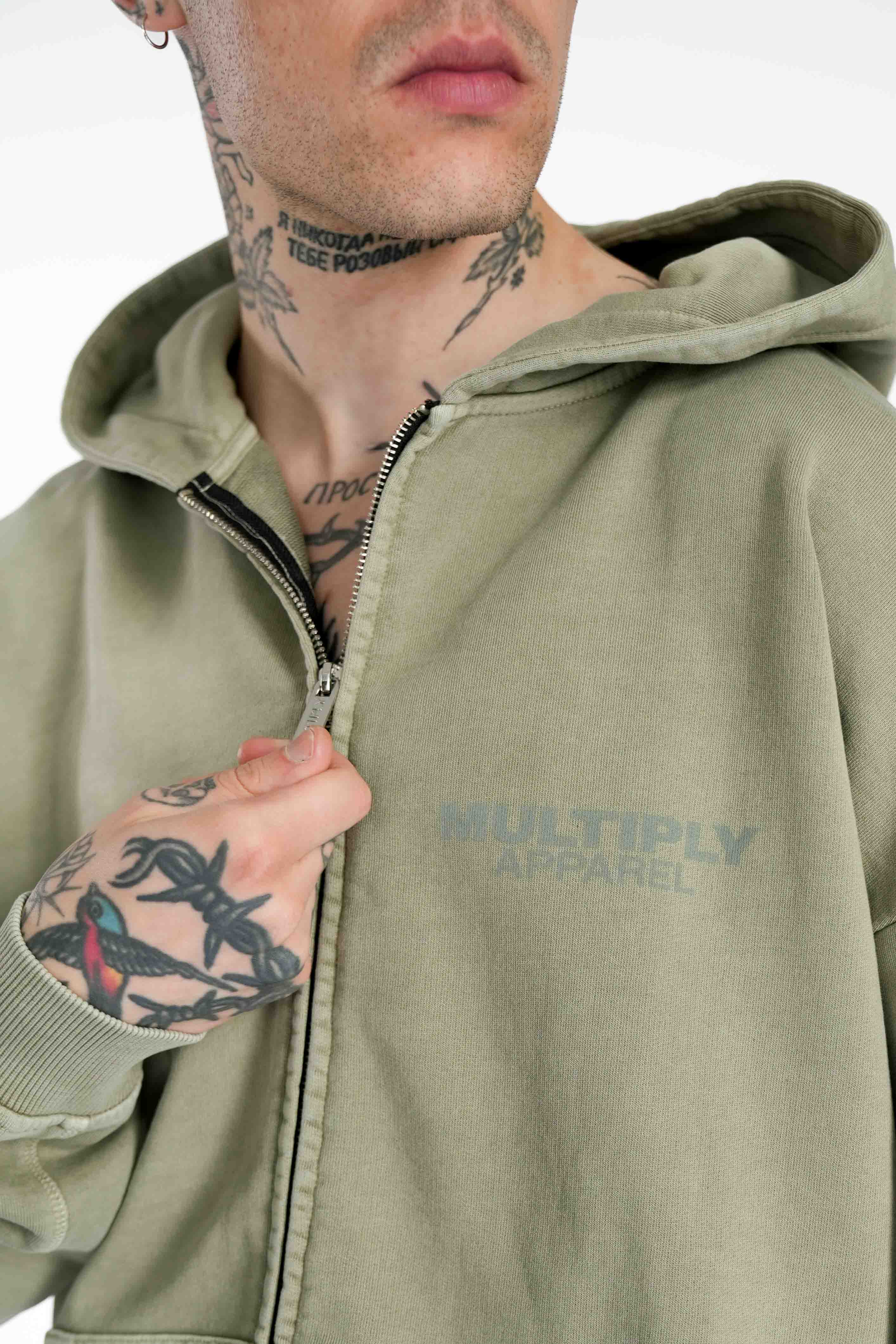 Oversize Zip Hoodie IMPRINTS Seagrass Washed