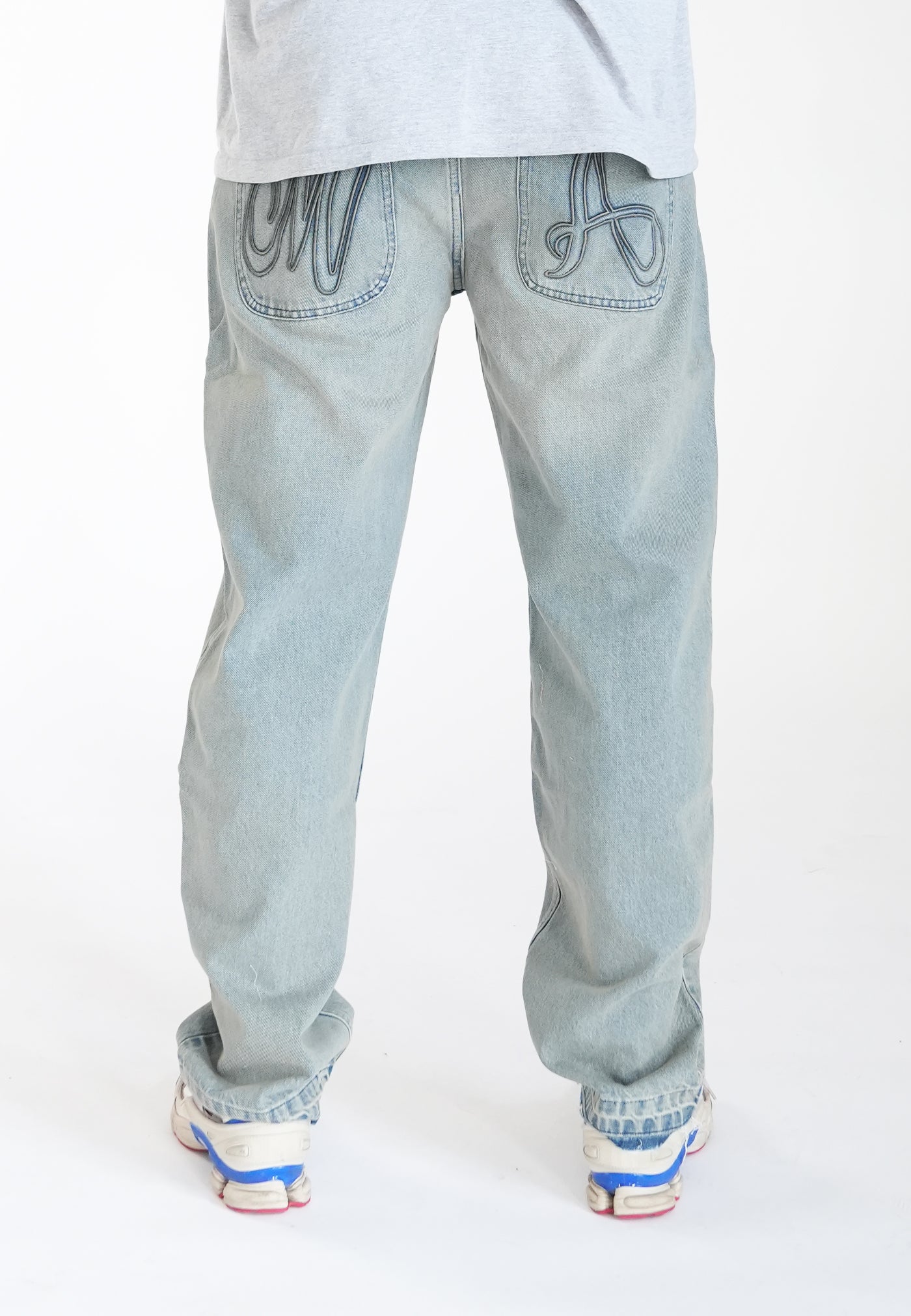 Wide Straight Jeans Slick Blue Sand