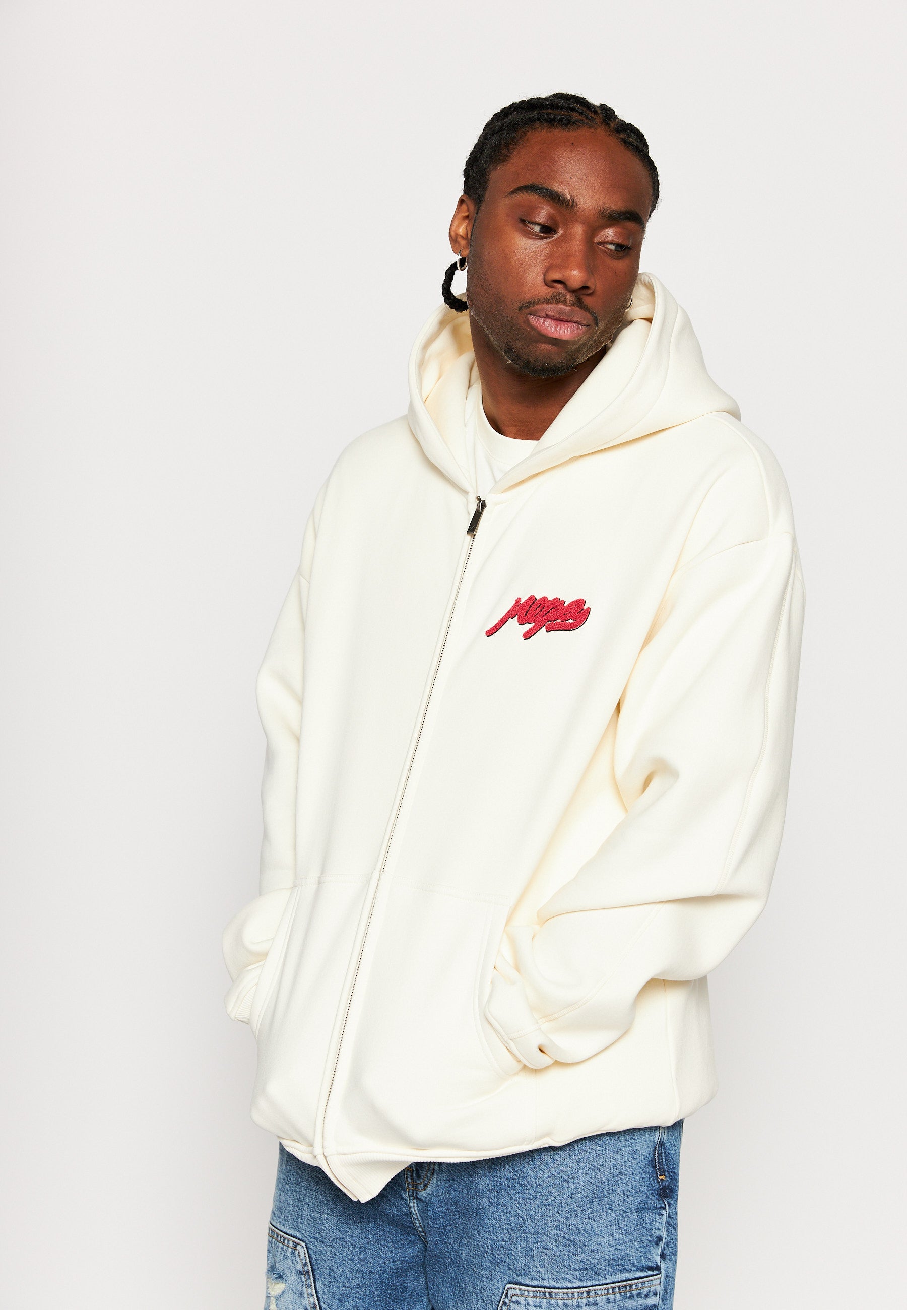 Multiply Apparel Oversize Zip Hoodie COLLEGE MIX Egret – weitere Ansicht 4