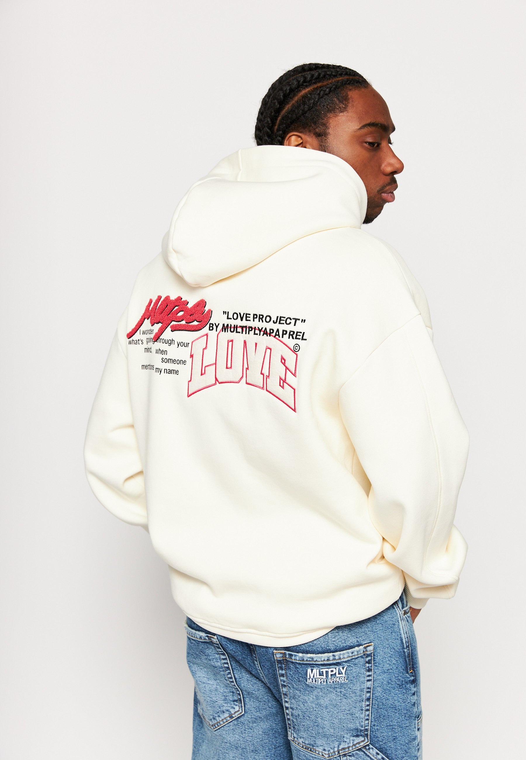 Multiply Apparel Oversize Zip Hoodie COLLEGE MIX Egret – weitere Ansicht 5