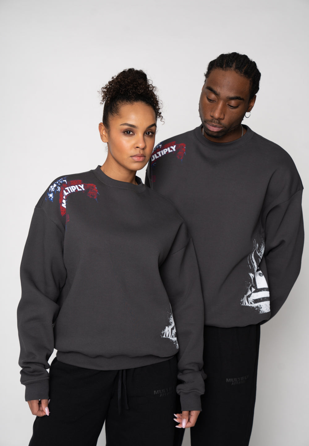 Oversize Sweatshirt SKULL SKETCH Black Soda Washed