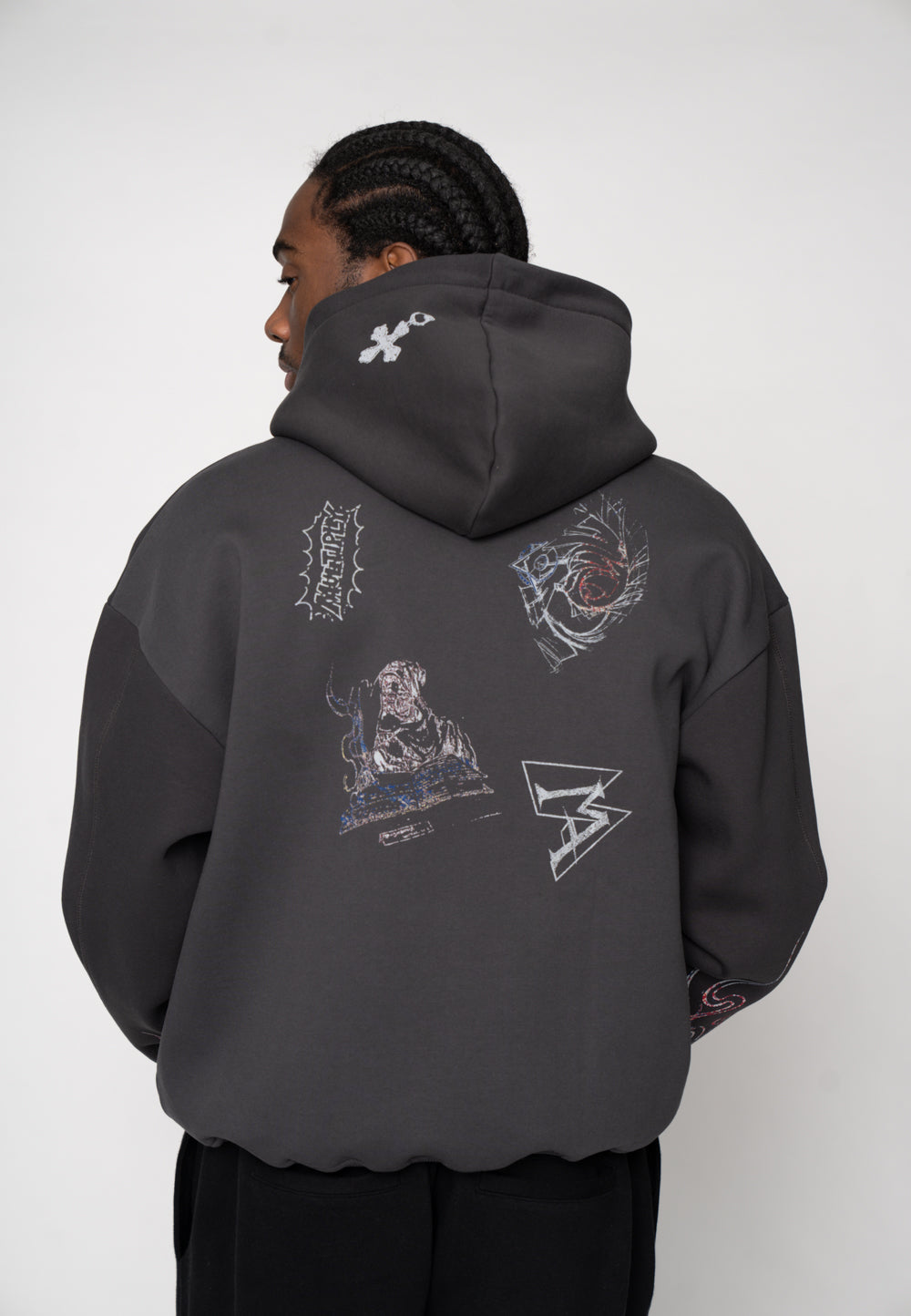 Multiply Apparel Oversize Zip Hoodie MA SKETCH Black Soda Washed – weitere Ansicht 8