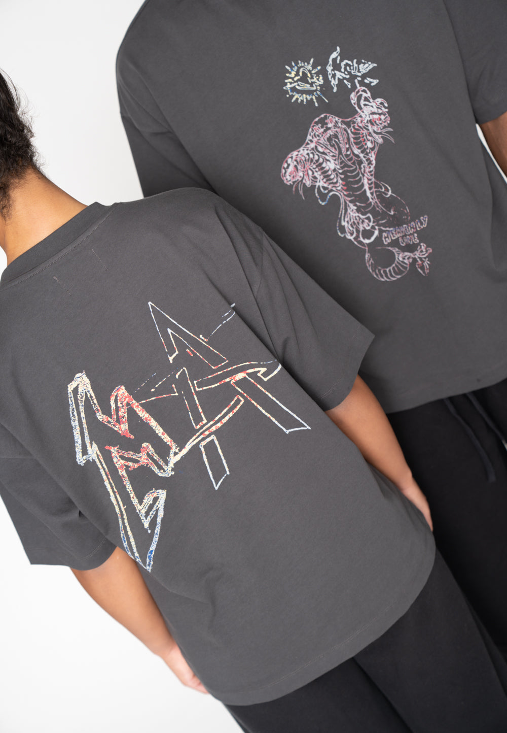 Oversize T-Shirt SNAKE SKETCH Black Soda Washed