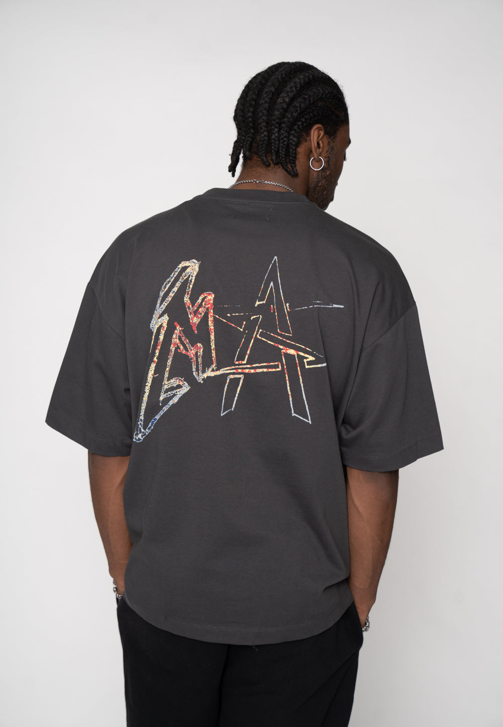 Multiply Apparel Oversize T-Shirt SNAKE SKETCH Black Soda Washed – weitere Ansicht 8