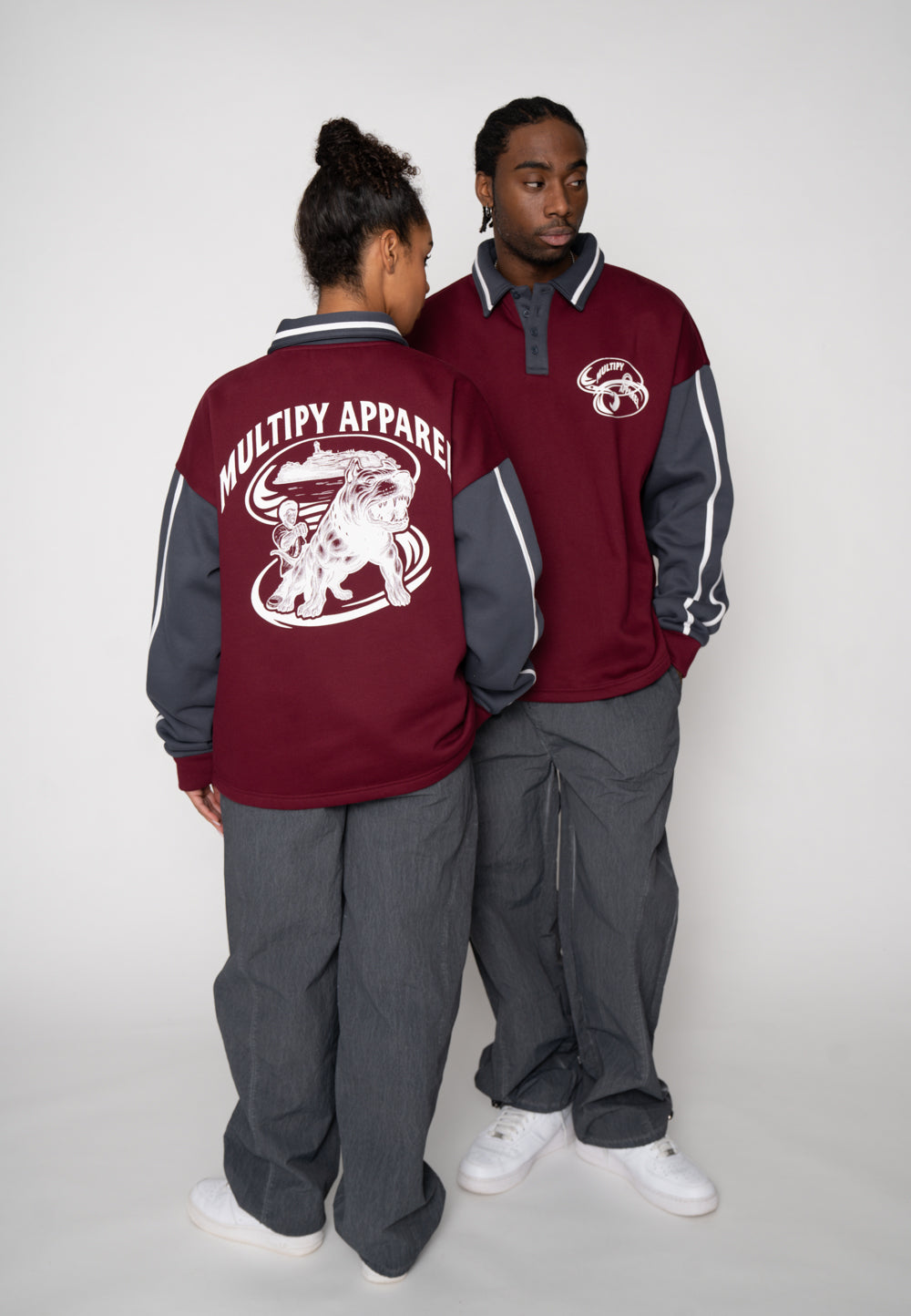Multiply Apparel Oversize Sweatshirt Polo RAD Maroon Red – weitere Ansicht 5