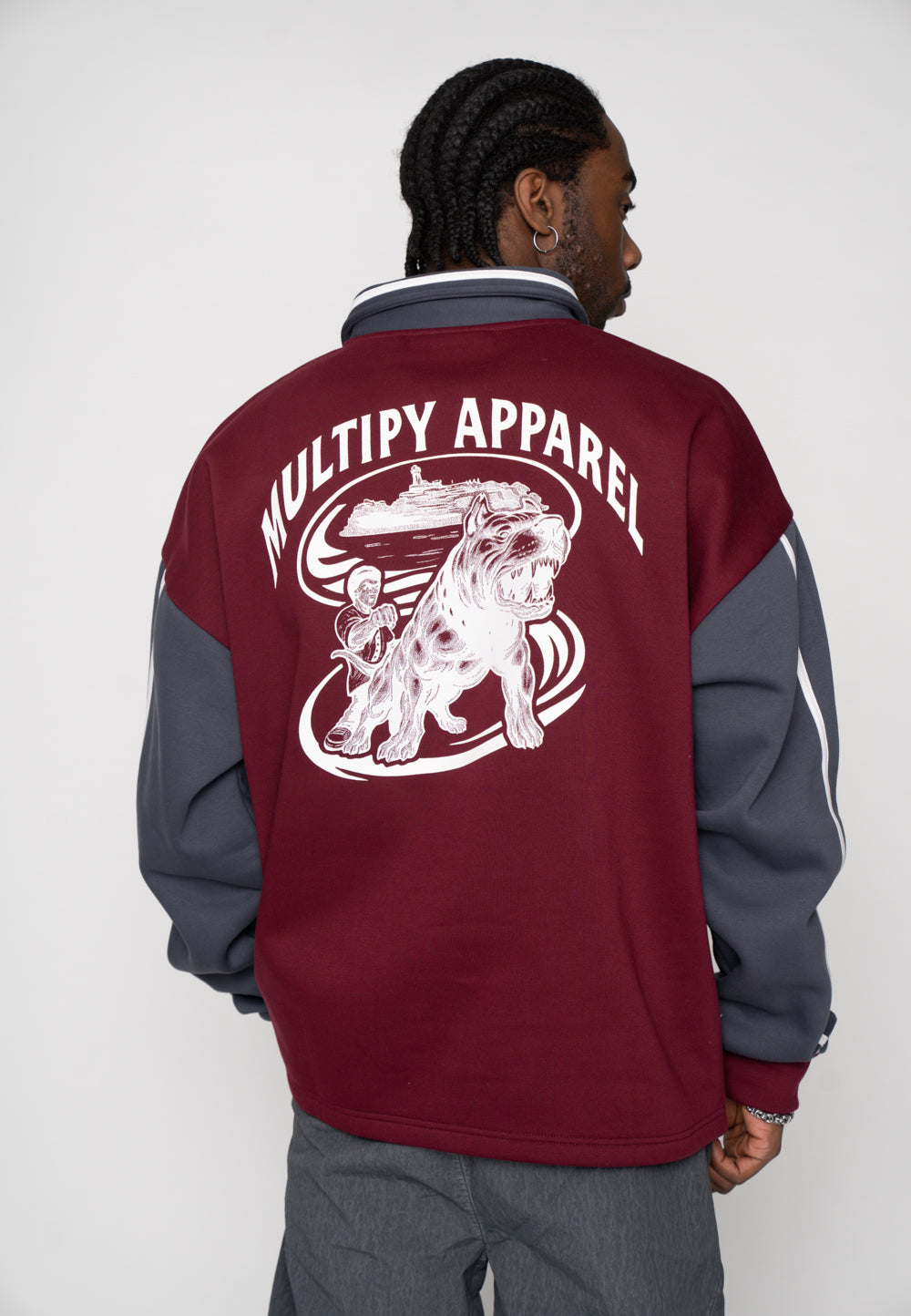 Multiply Apparel Oversize Sweatshirt Polo RAD Maroon Red – weitere Ansicht 8