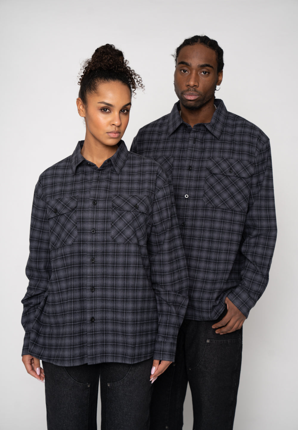 Multiply Apparel Flannel Shirt Trade Blue – Frontalansicht