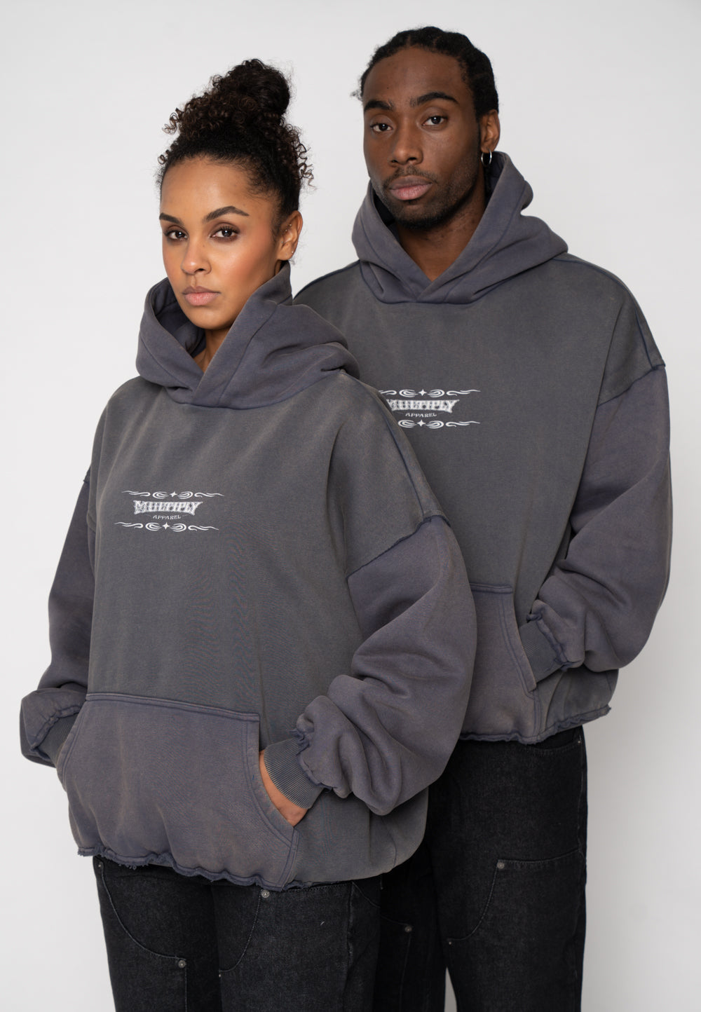 Oversize Hoodie WESTERN Ombre Blue