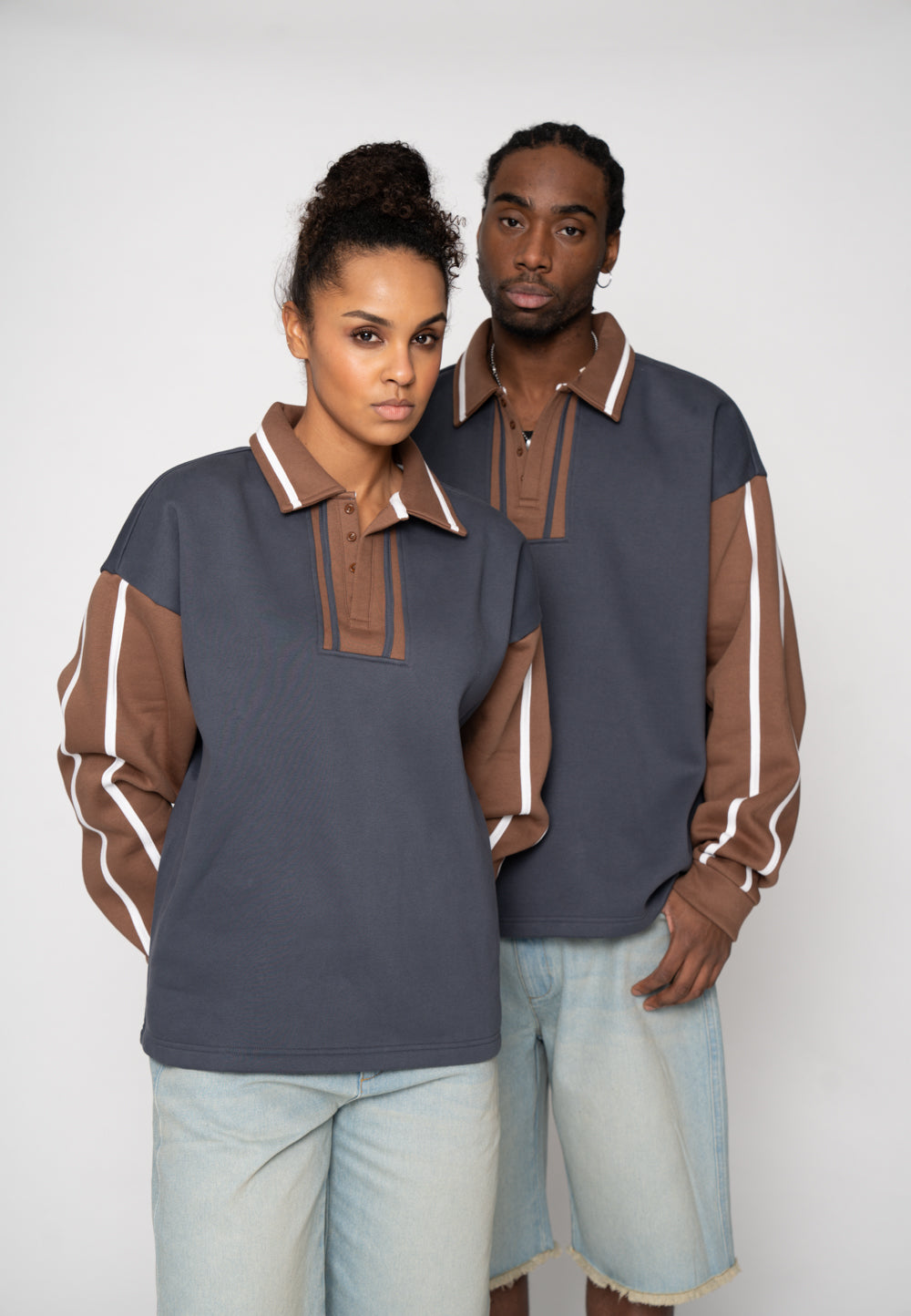 Multiply Apparel Oversize Sweatshirt Polo GRIND Ombre Blue – weitere Ansicht 4