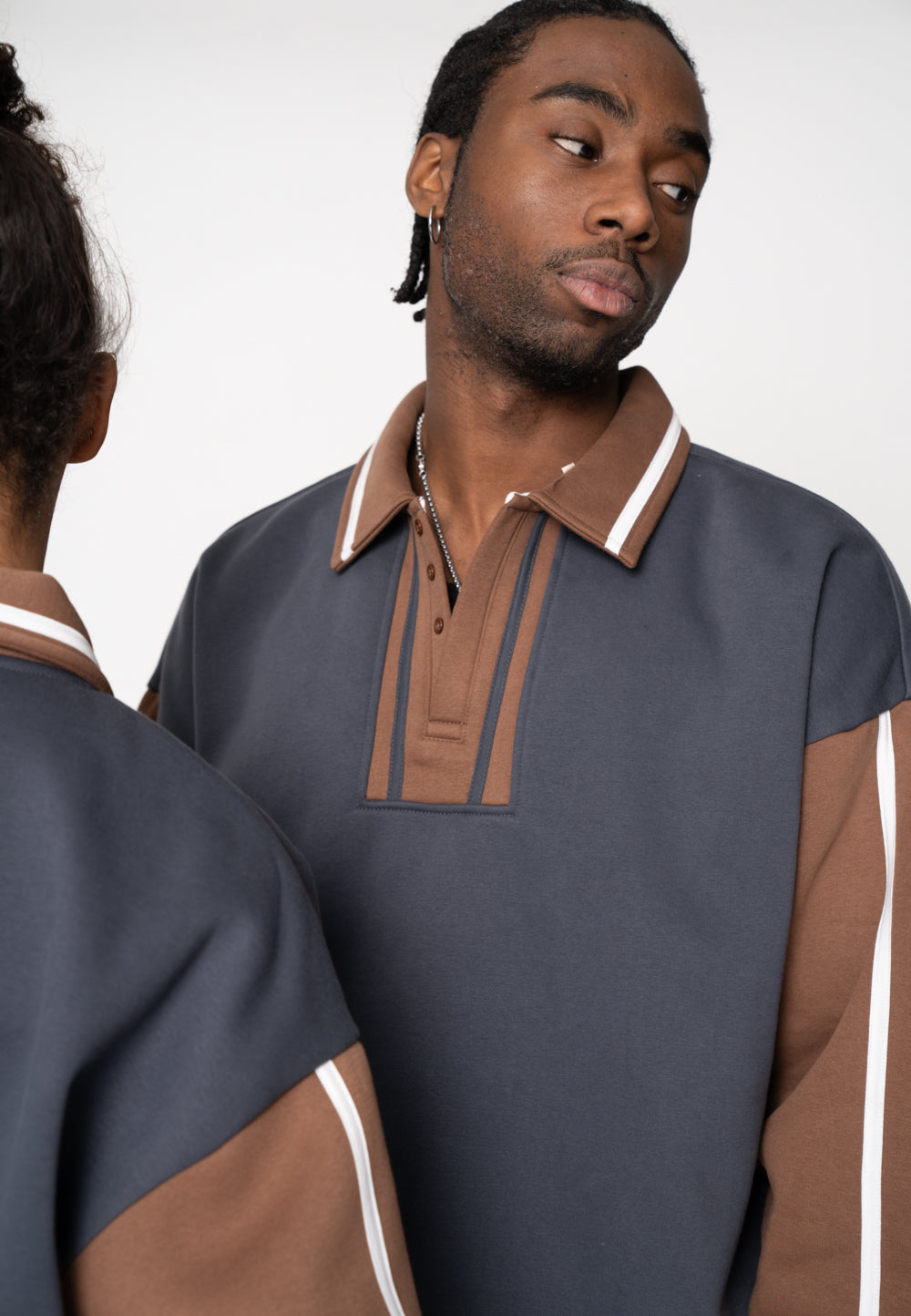 Multiply Apparel Oversize Sweatshirt Polo GRIND Ombre Blue – weitere Ansicht 5
