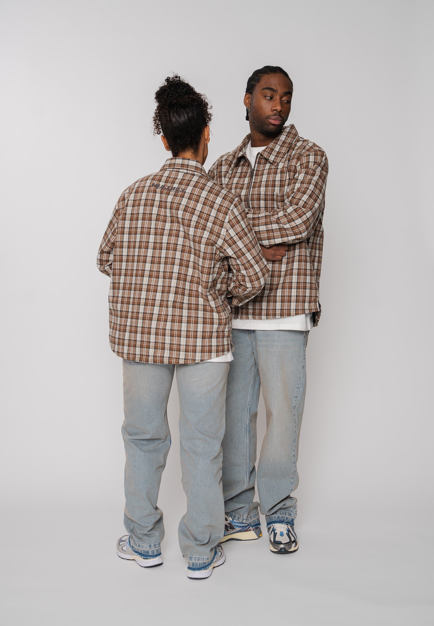 Oversize Jacket TARTAN Weathered Teak