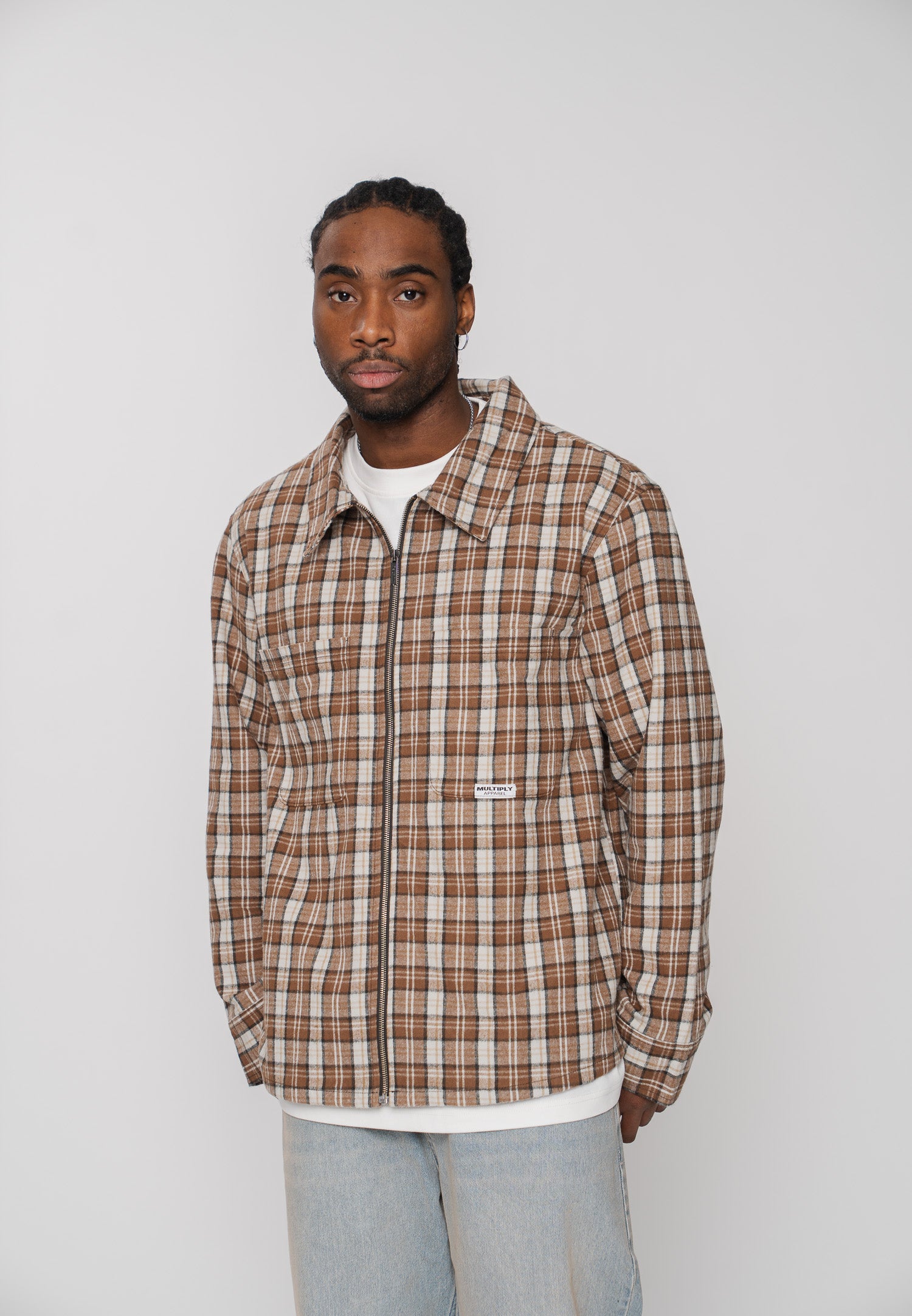 Multiply Apparel Jacket TARTAN Weathered Teak – weitere Ansicht 4