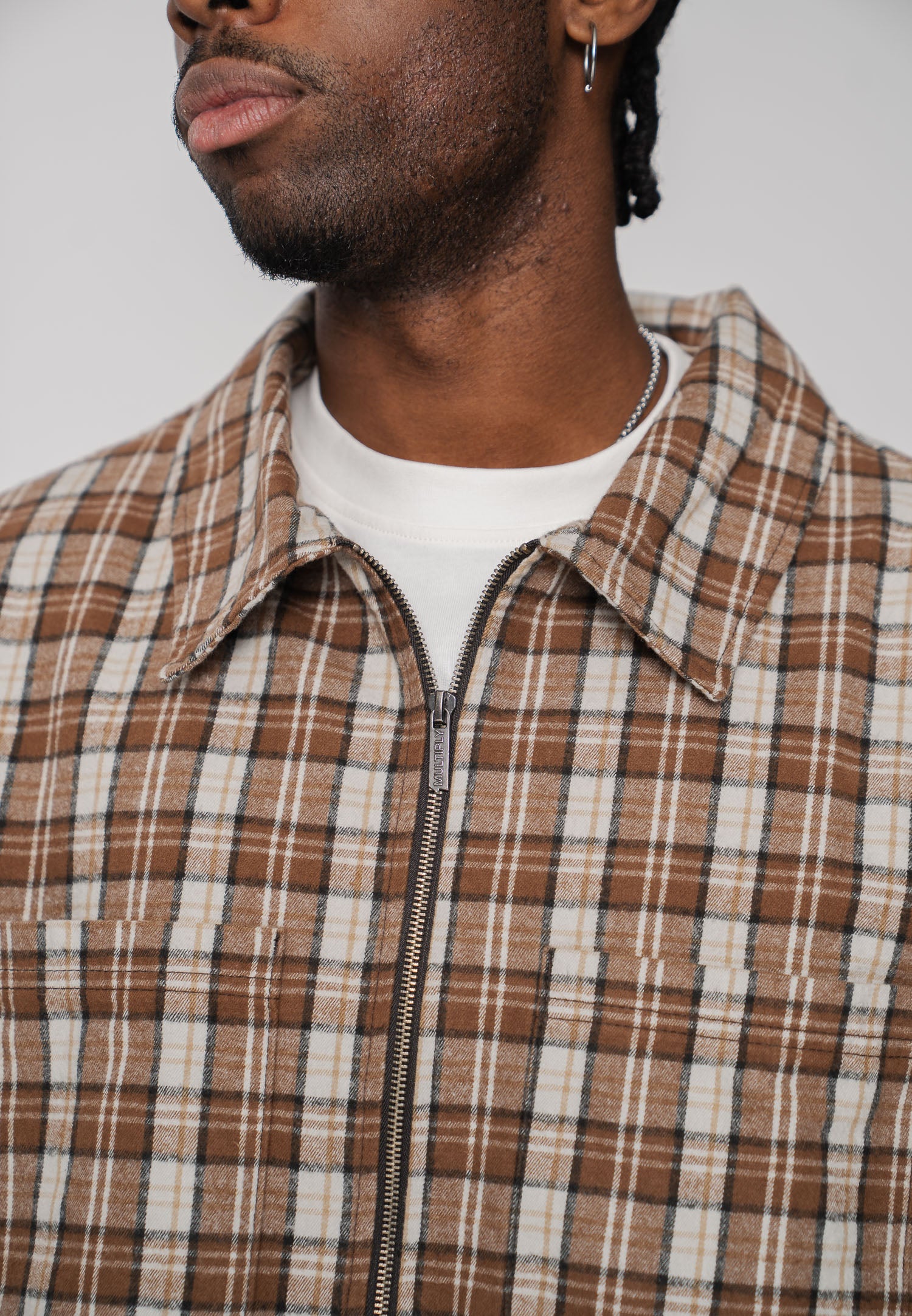 Oversize Jacket TARTAN Weathered Teak