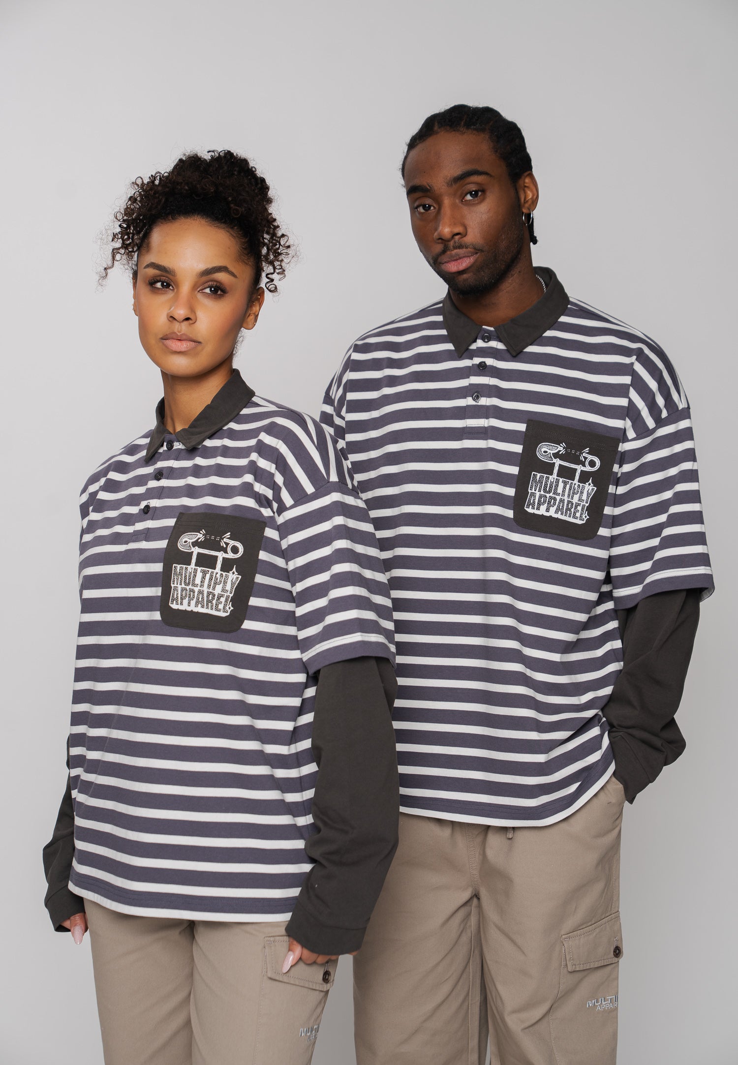 Oversize Longsleeve Polo STREAK Black Soda Washed