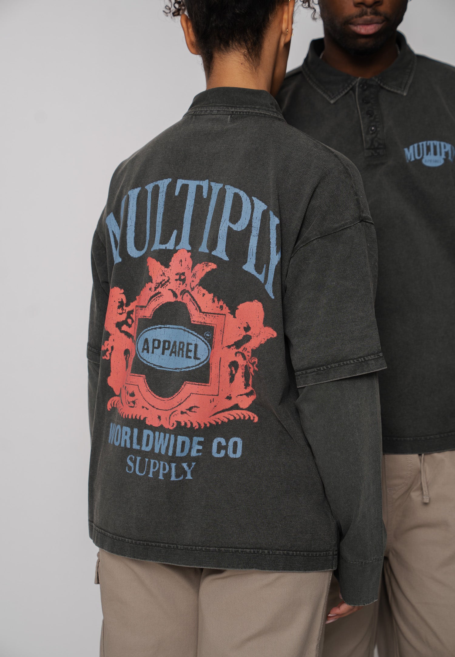 Multiply Apparel Oversize Longsleeve WORLDWIDE Black Soda Washed – weitere Ansicht 2