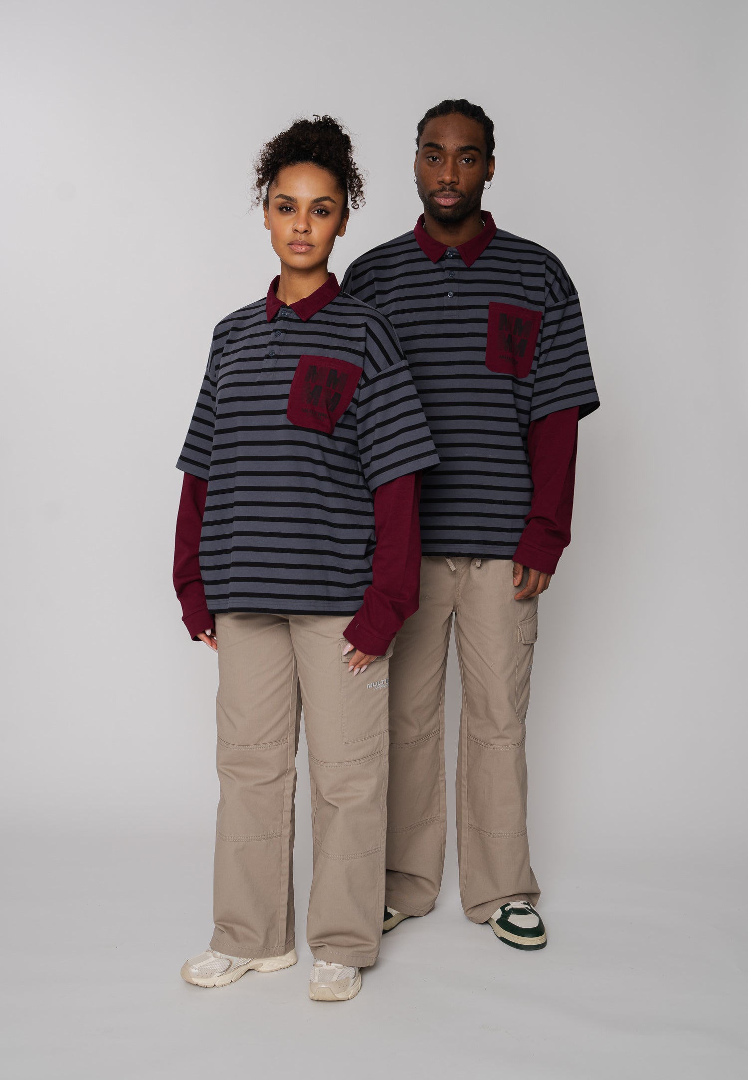 Multiply Apparel Oversize Longsleeve Polo DIVISION Maroon Red – weitere Ansicht 6