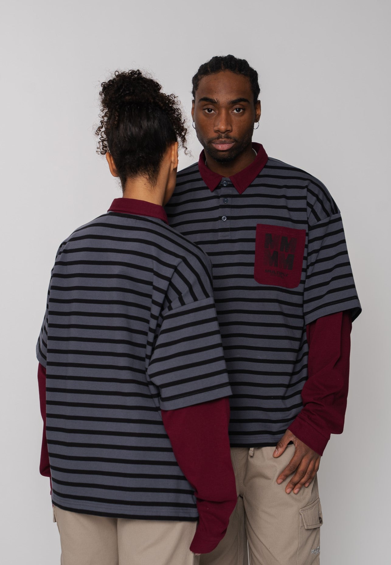 Multiply Apparel Oversize Longsleeve Polo DIVISION Maroon Red – weitere Ansicht 5