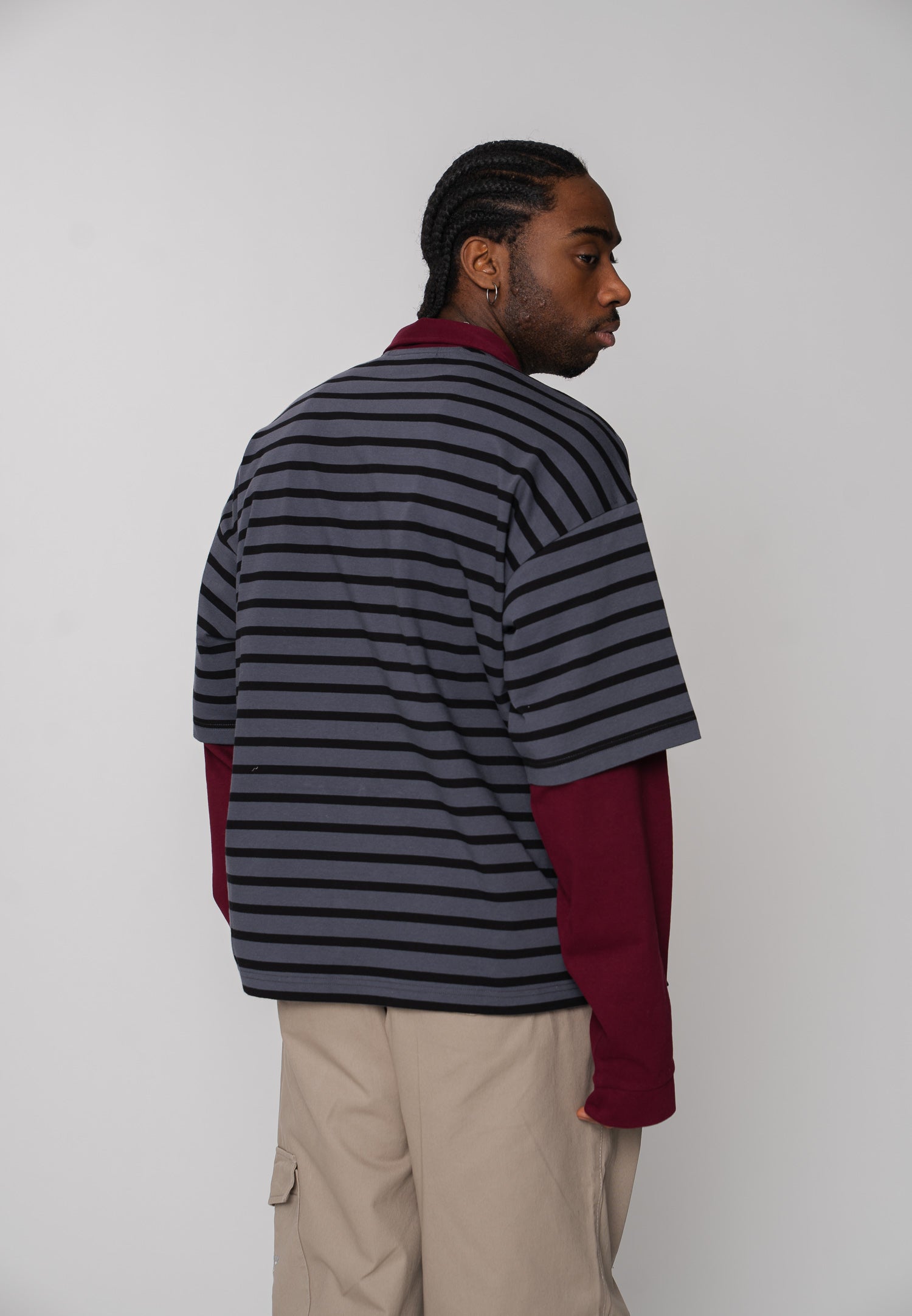 Multiply Apparel Oversize Longsleeve Polo DIVISION Maroon Red – weitere Ansicht 3