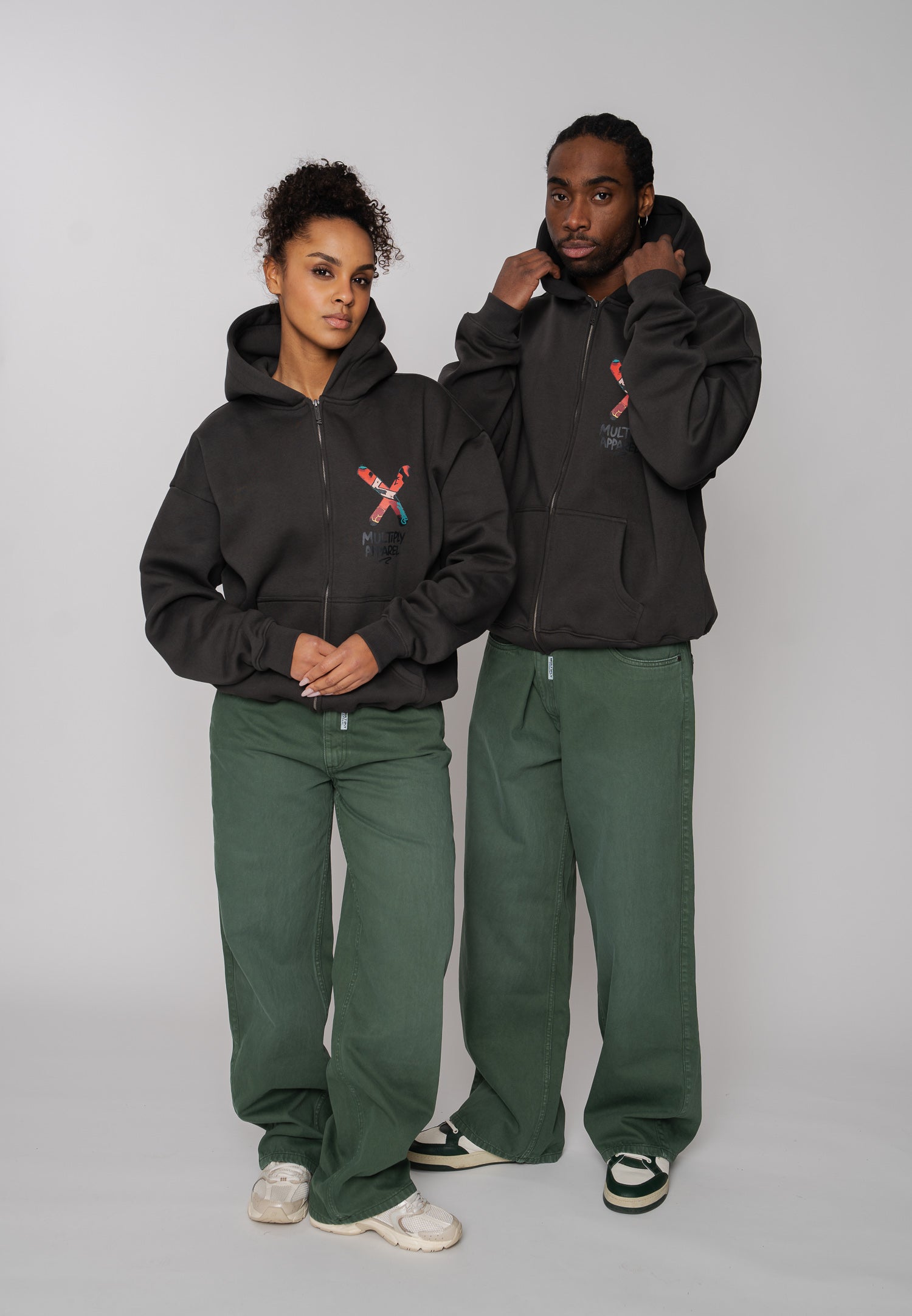 Multiply Apparel Zip Hoodie BIG APPLE Phantom Washed – weitere Ansicht 2