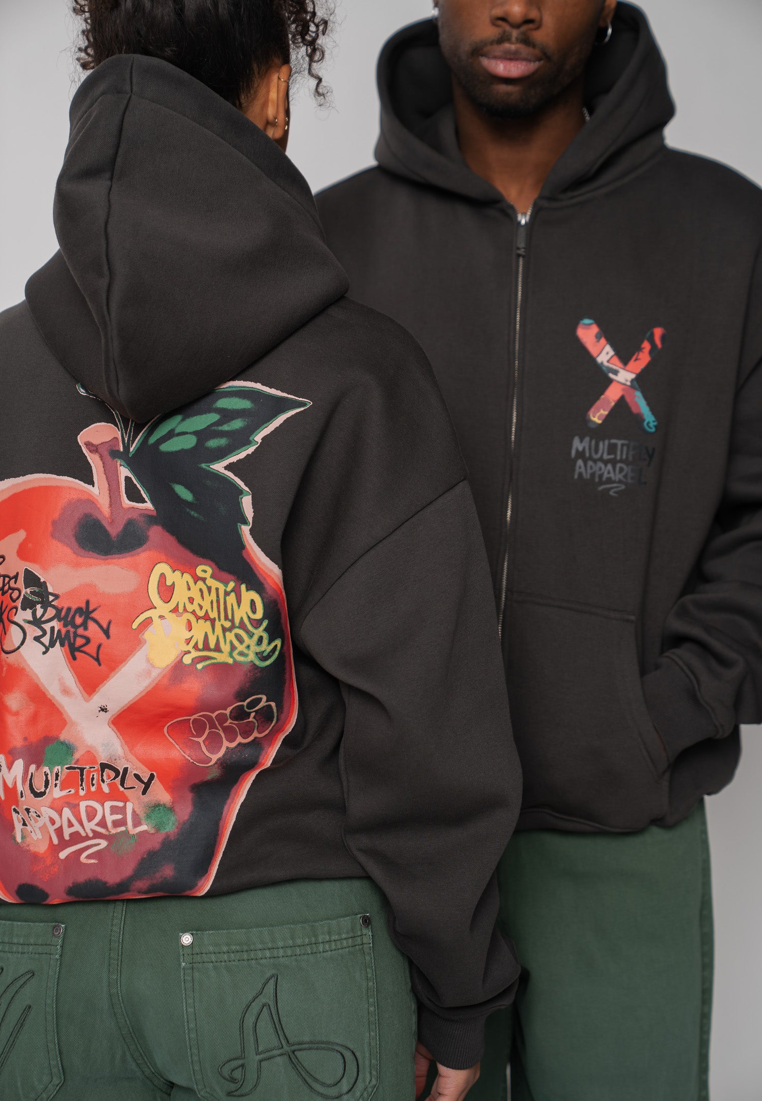 Multiply Apparel Zip Hoodie BIG APPLE Phantom Washed – weitere Ansicht 5