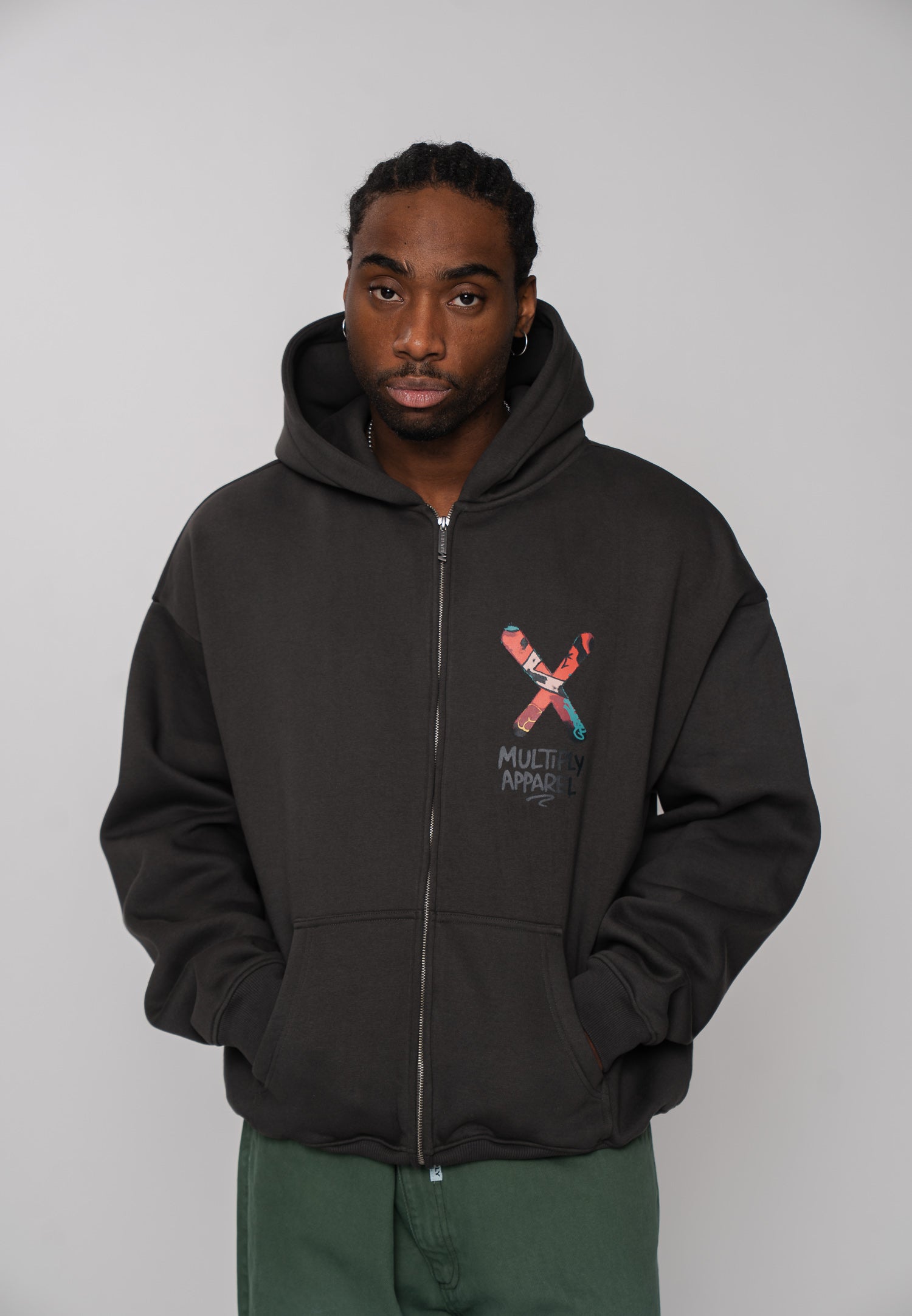 Multiply Apparel Zip Hoodie BIG APPLE Phantom Washed – weitere Ansicht 6