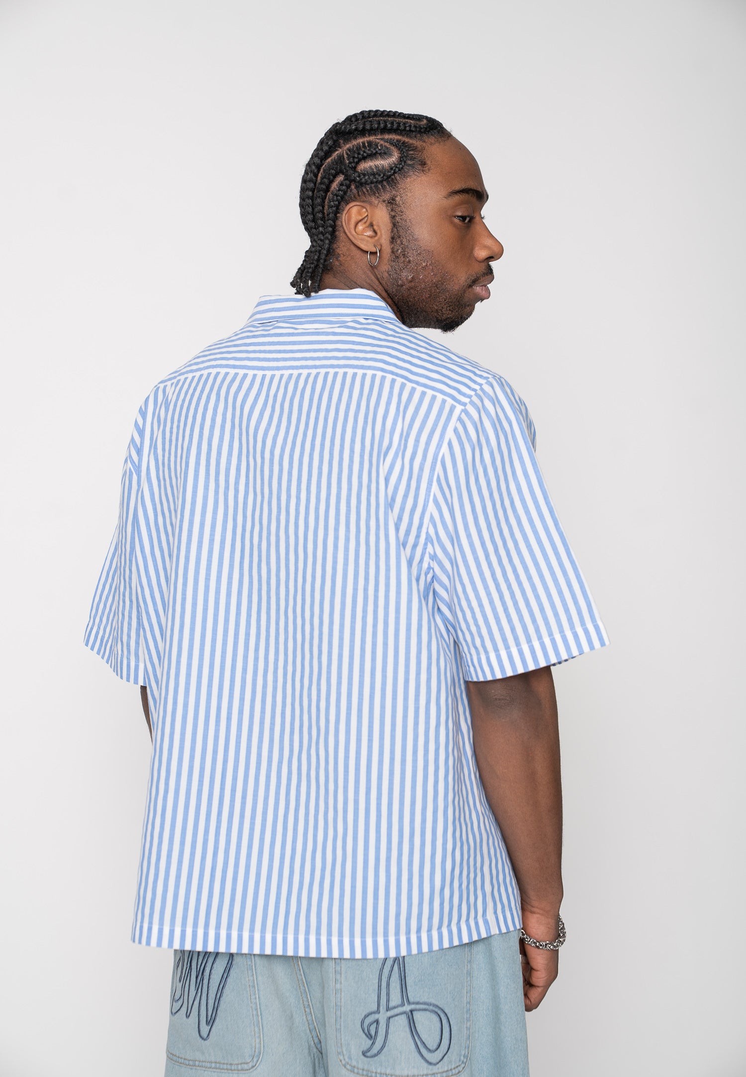 Multiply Apparel Short Sleeve Shirt STRIPED Baby Blue – weitere Ansicht 7