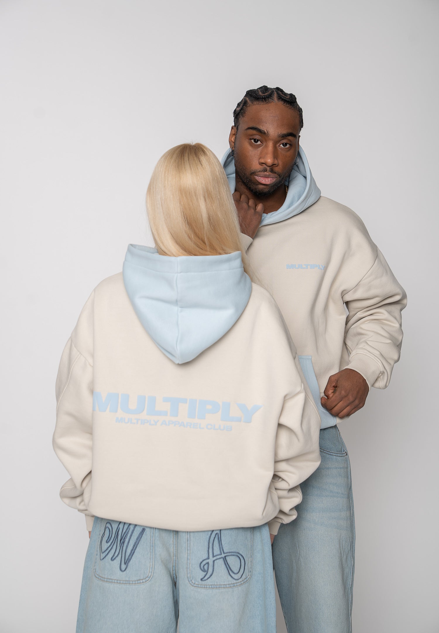 Multiply Apparel Oversize Hoodie Moonstruck Baby Blue – Frontalansicht