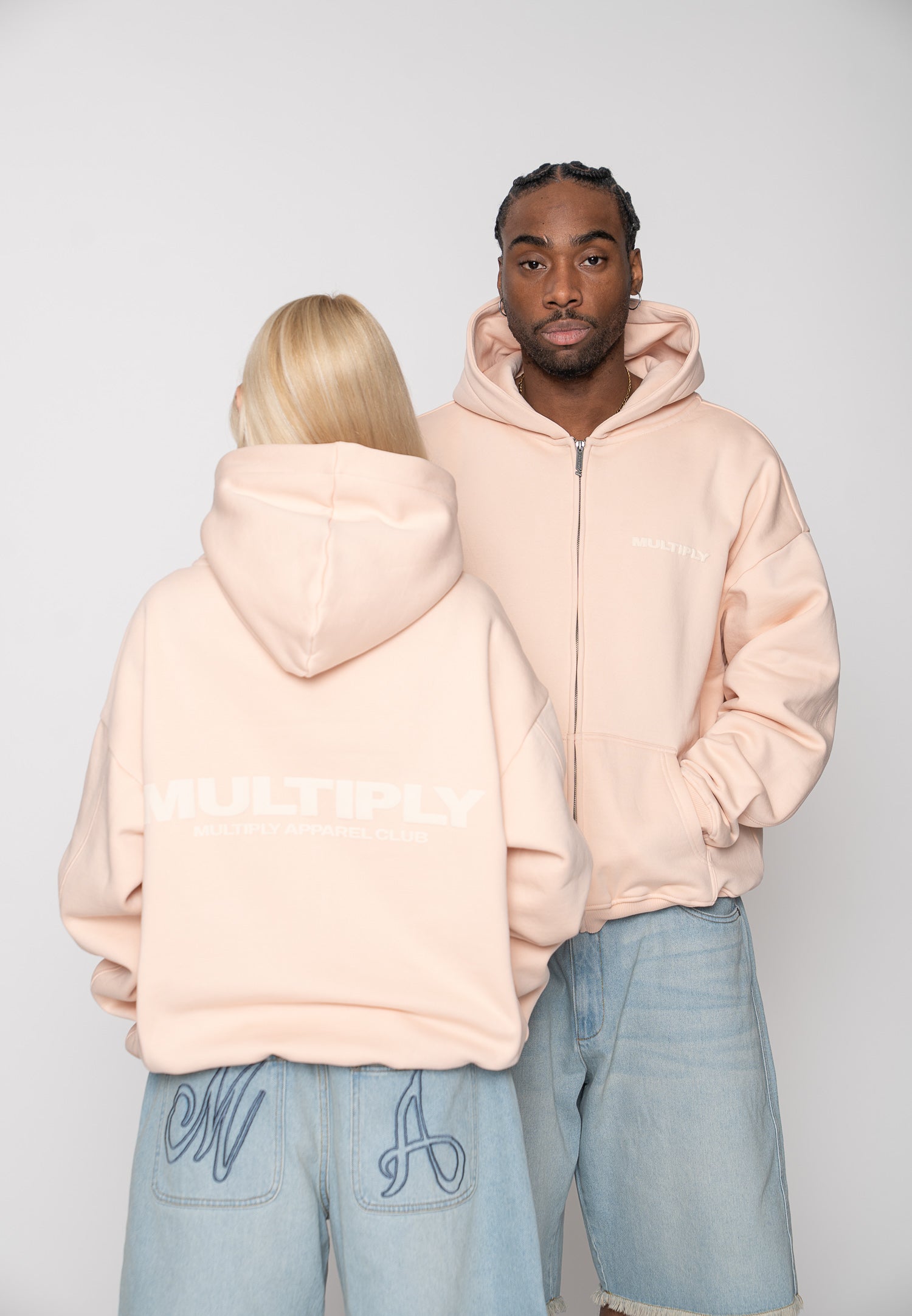 Multiply Apparel Zip Hoodie MULTIPLY Peach Powder – Frontalansicht